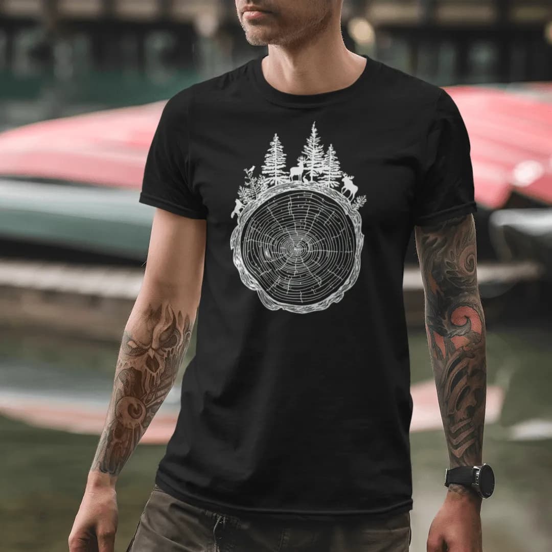 Wald auf Baumquerschnitt - Herren Premium Bio Shirt