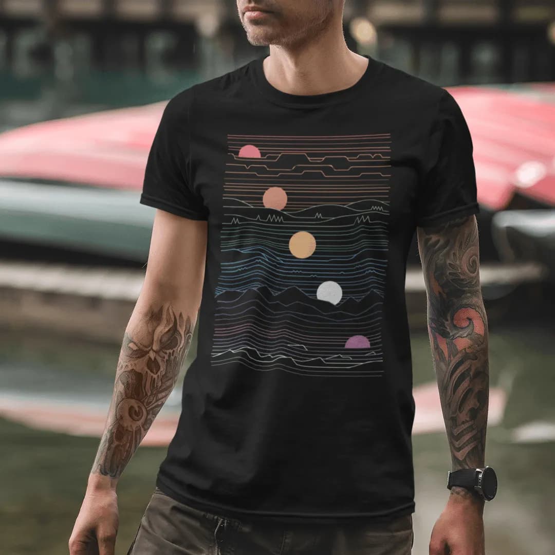 Sonne Berge Linien - Herren Premium Bio Shirt