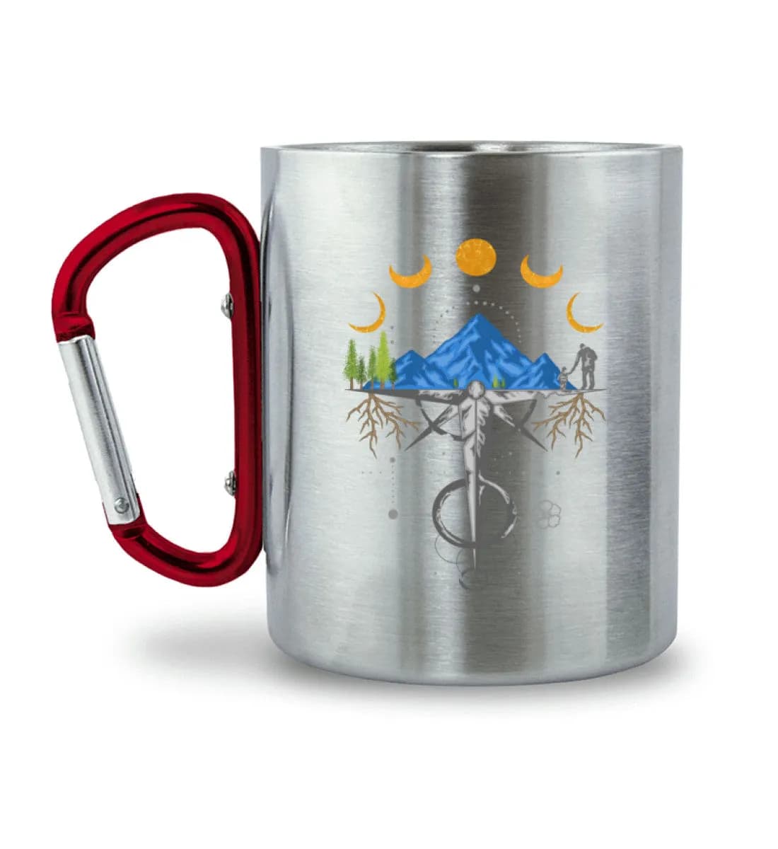 Harmonie der Berge - Edelstahltasse mit Karabinergriff