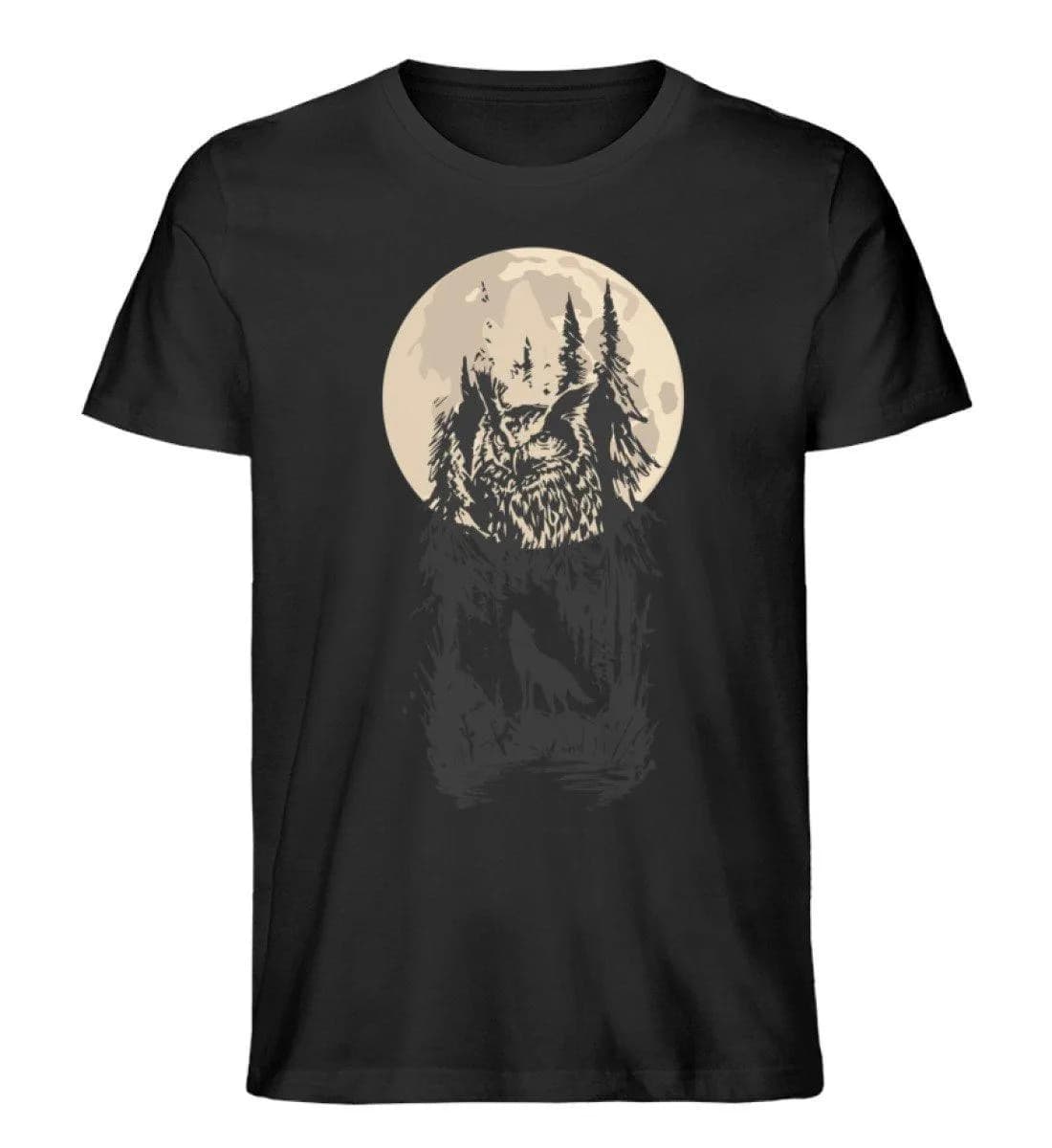 Eule Mit Mond - Herren Premium Bio Shirt