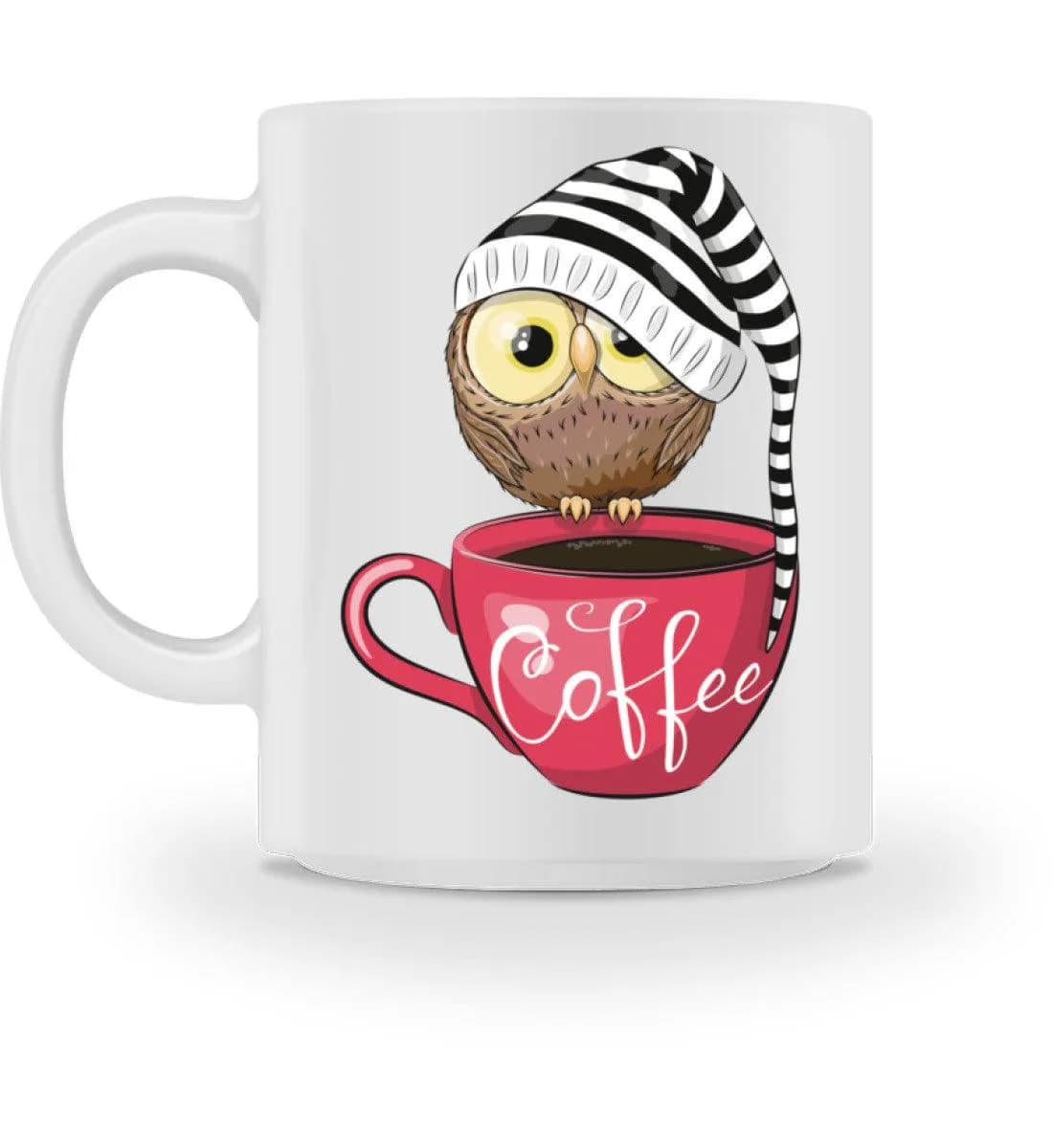 Eule auf Tasse mit Mütze - Tasse