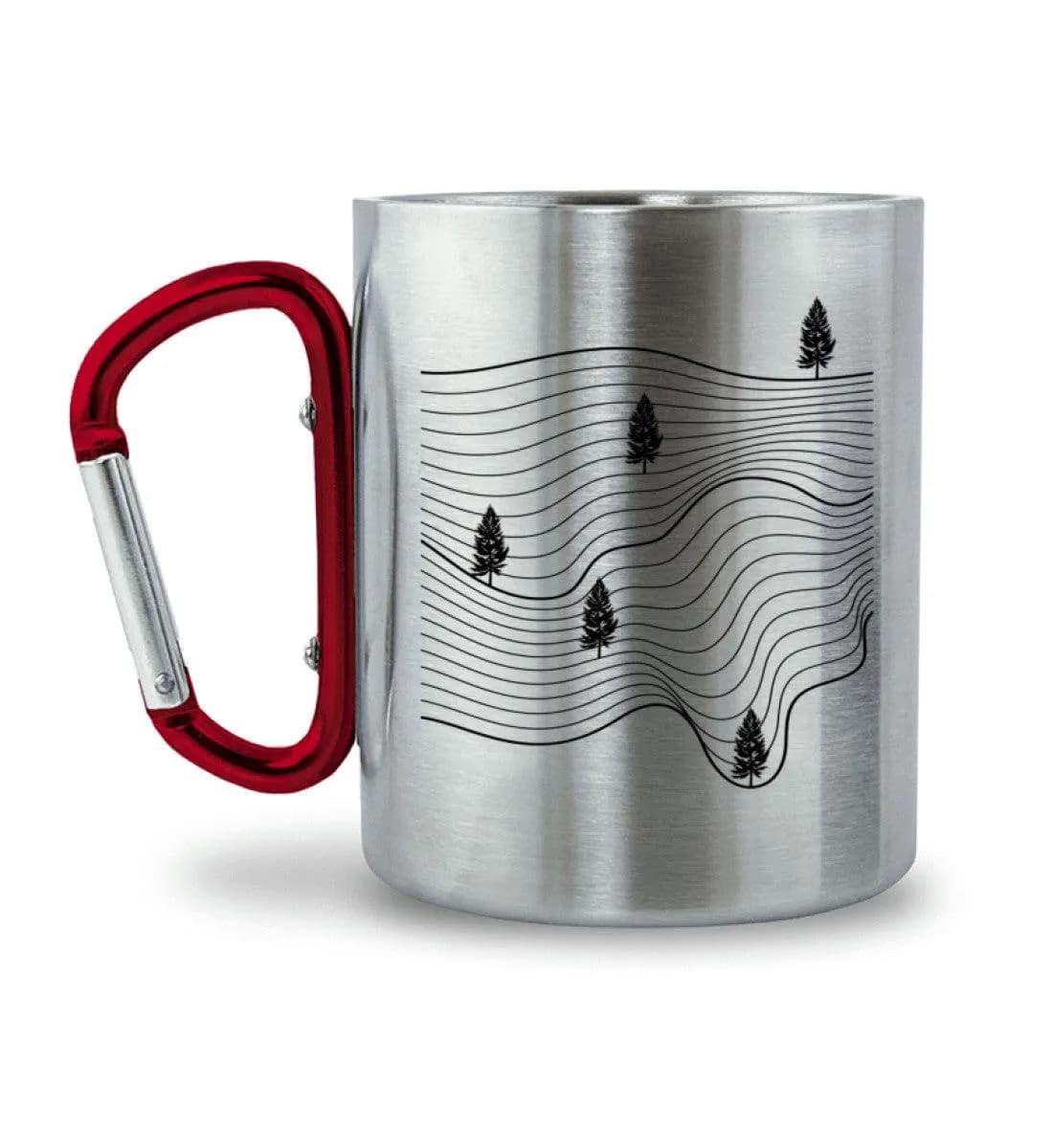 Sweeping Lines - Edelstahltasse mit Karabinergriff