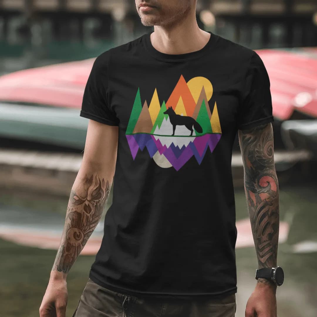 Fuchs im Wald geometrisch  - Herren Premium Bio Shirt