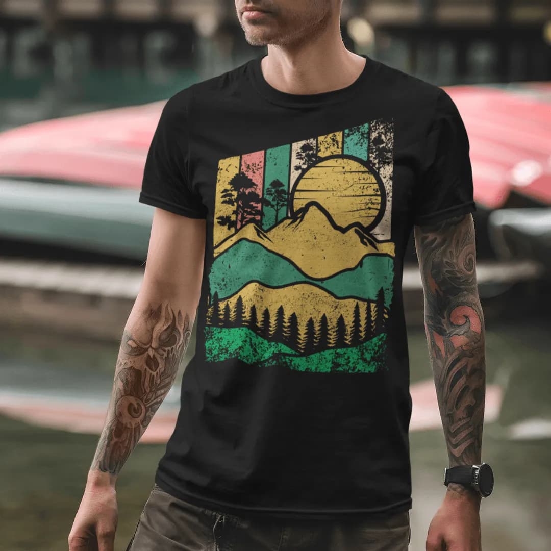 Berg Wald Sonne - Herren Premium Bio Shirt