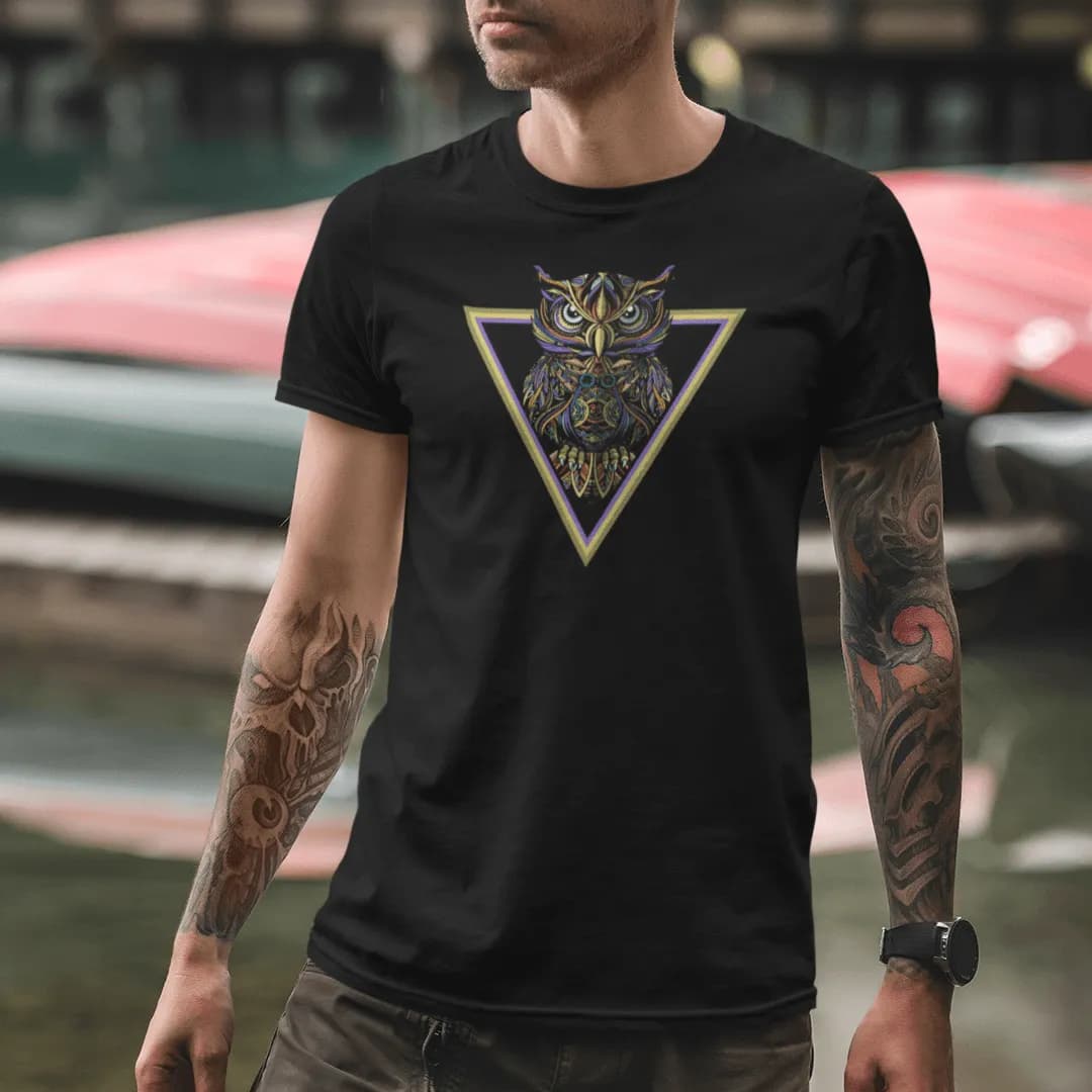 Eule im Dreieck - Herren Premium Bio Shirt