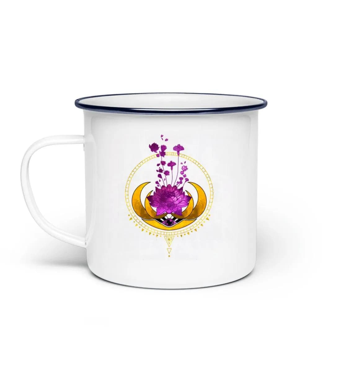 Lotusblume mit Monden - Emaille Tasse