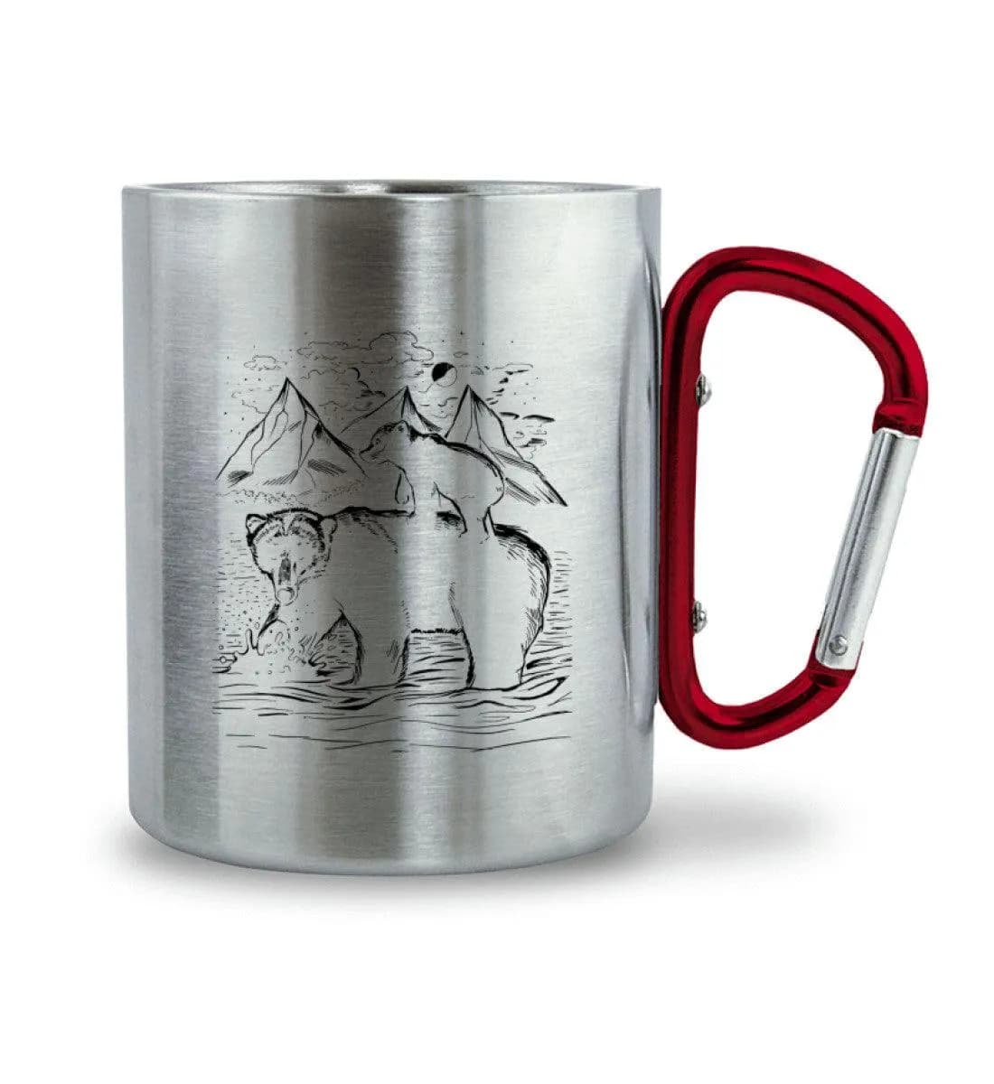Big Bear & little bear - Edelstahltasse mit Karabinergriff