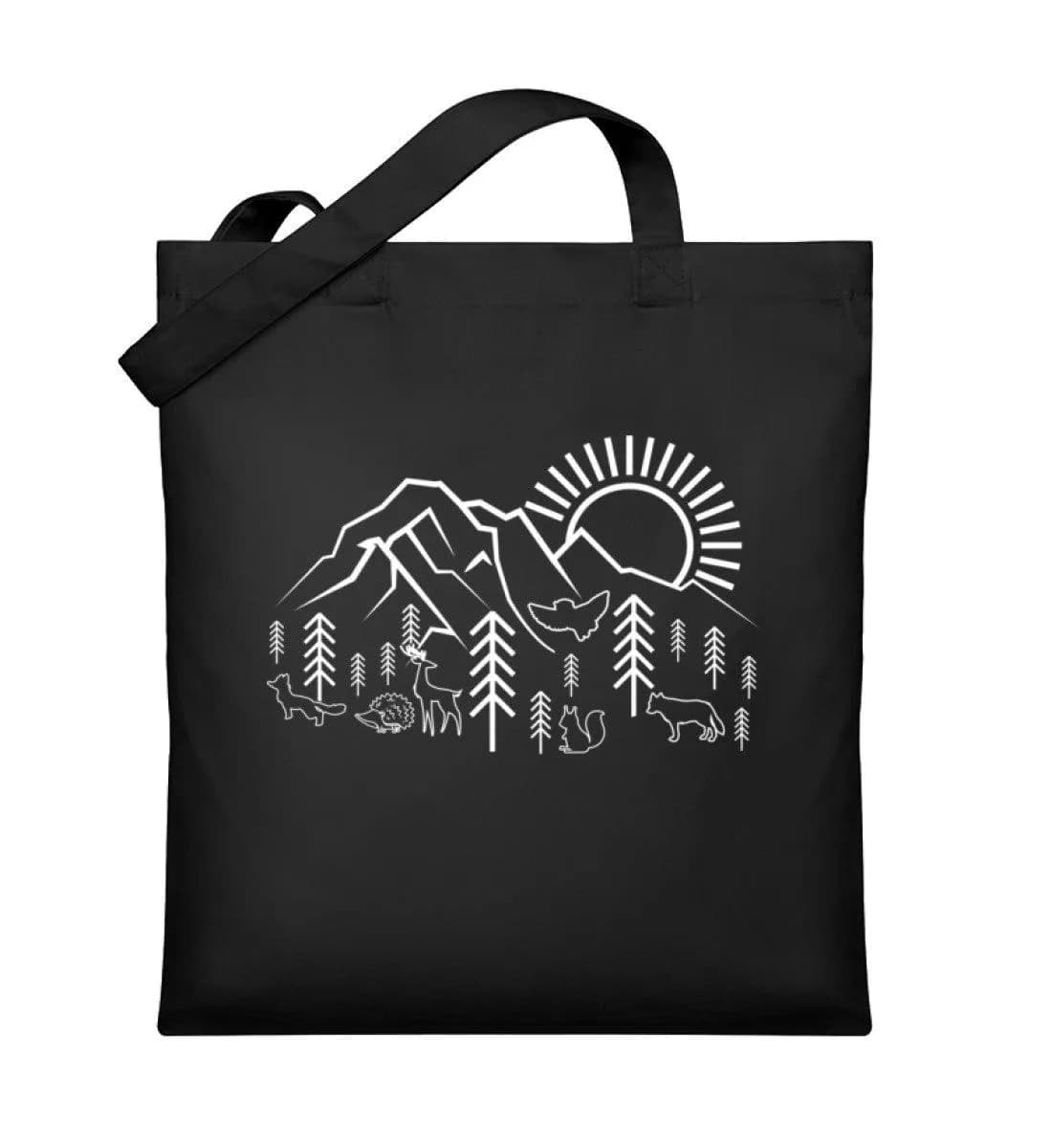 Berge Sonne Tiere - Organic Jutebeutel