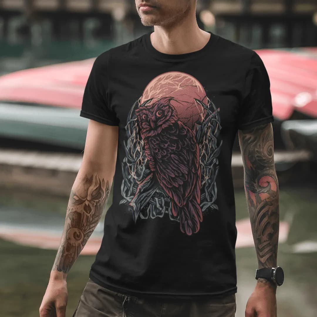 Eule Blutmond - Herren Premium Bio Shirt