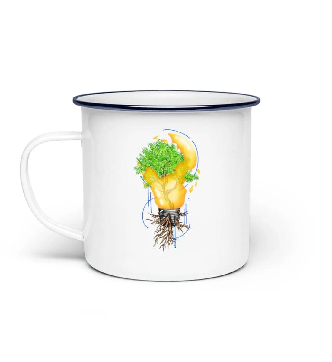 Tree in broken lightbulb - Emaille Tasse