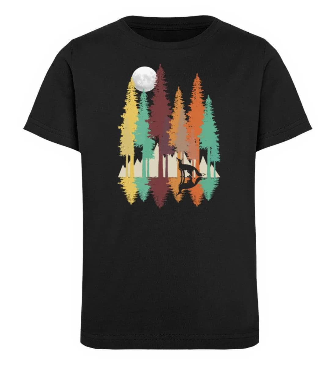 Fuchs im Wald mit Mond  - Kinder Bio T-Shirt