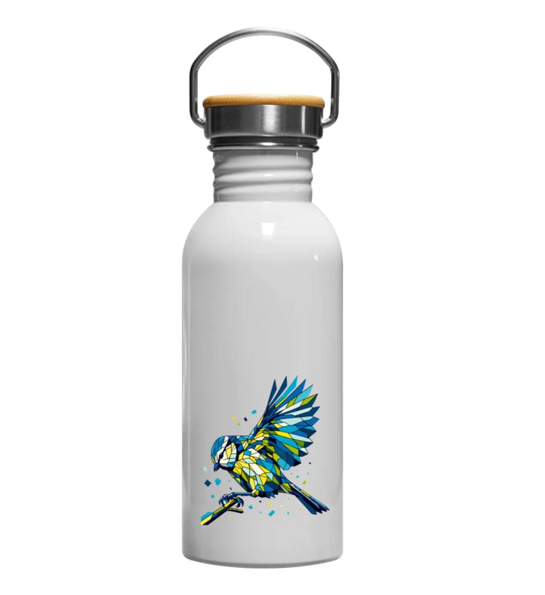 Blaumeise Polygon bunt - Edelstahl Trinkflasche