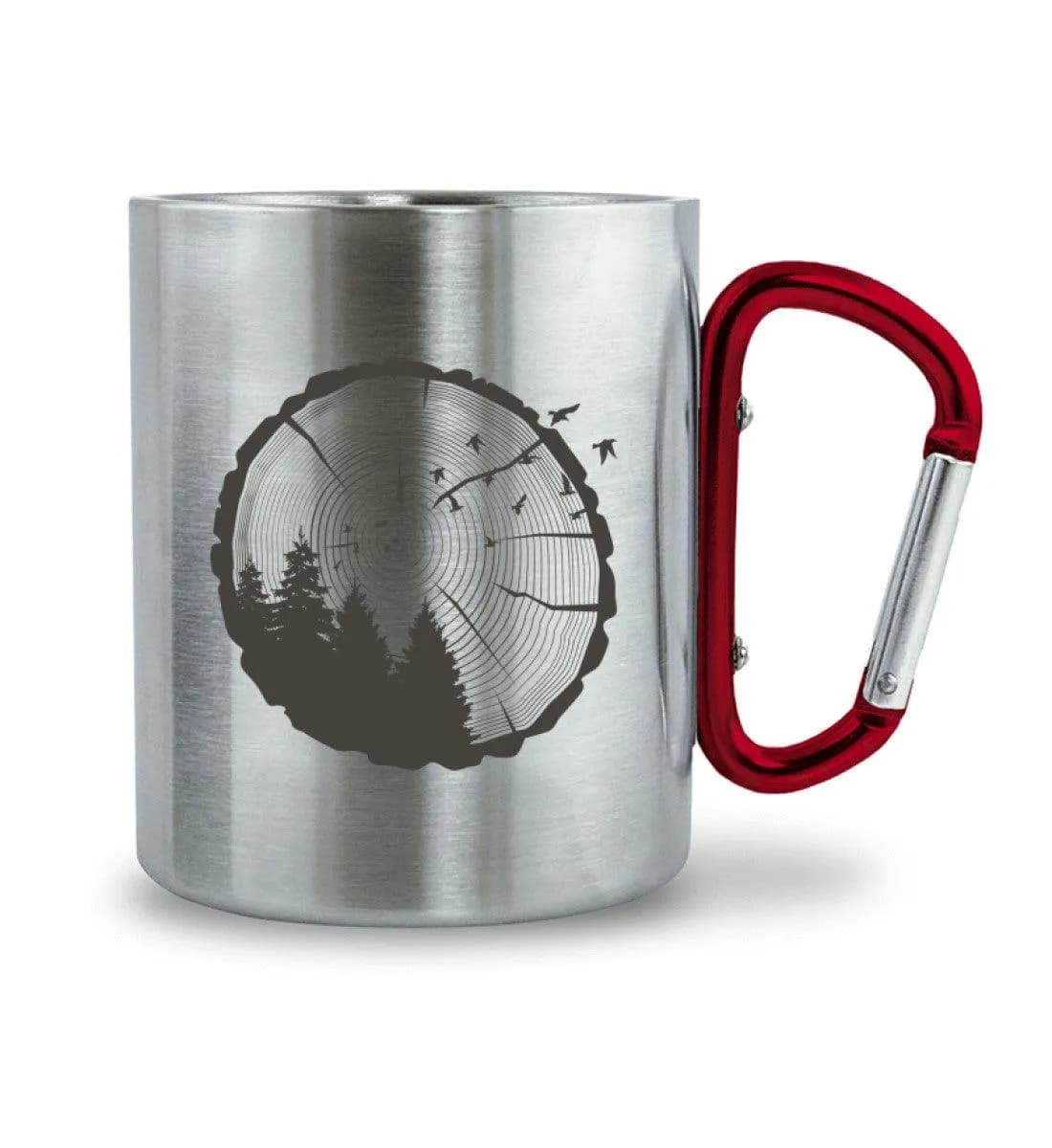 Wald im Stamm - Edelstahltasse mit Karabinergriff