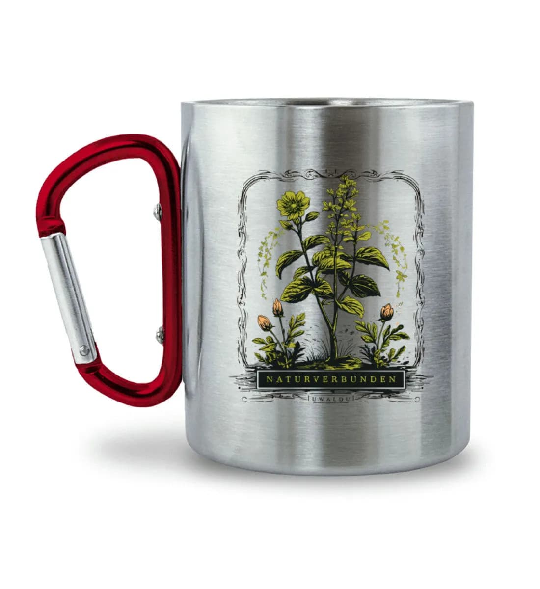 Naturverbunden - Edelstahltasse mit Karabinergriff