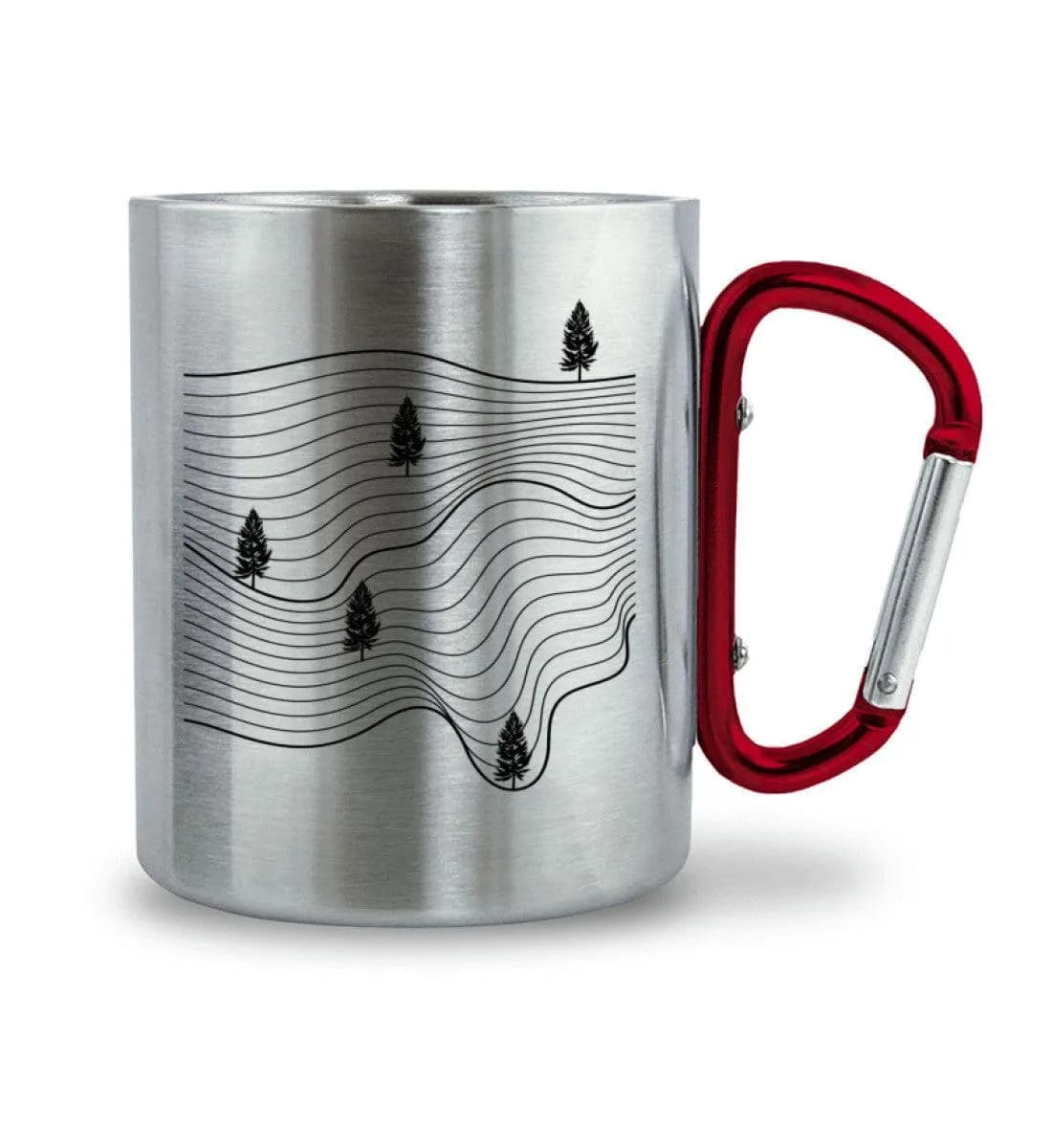 Sweeping Lines - Edelstahltasse mit Karabinergriff