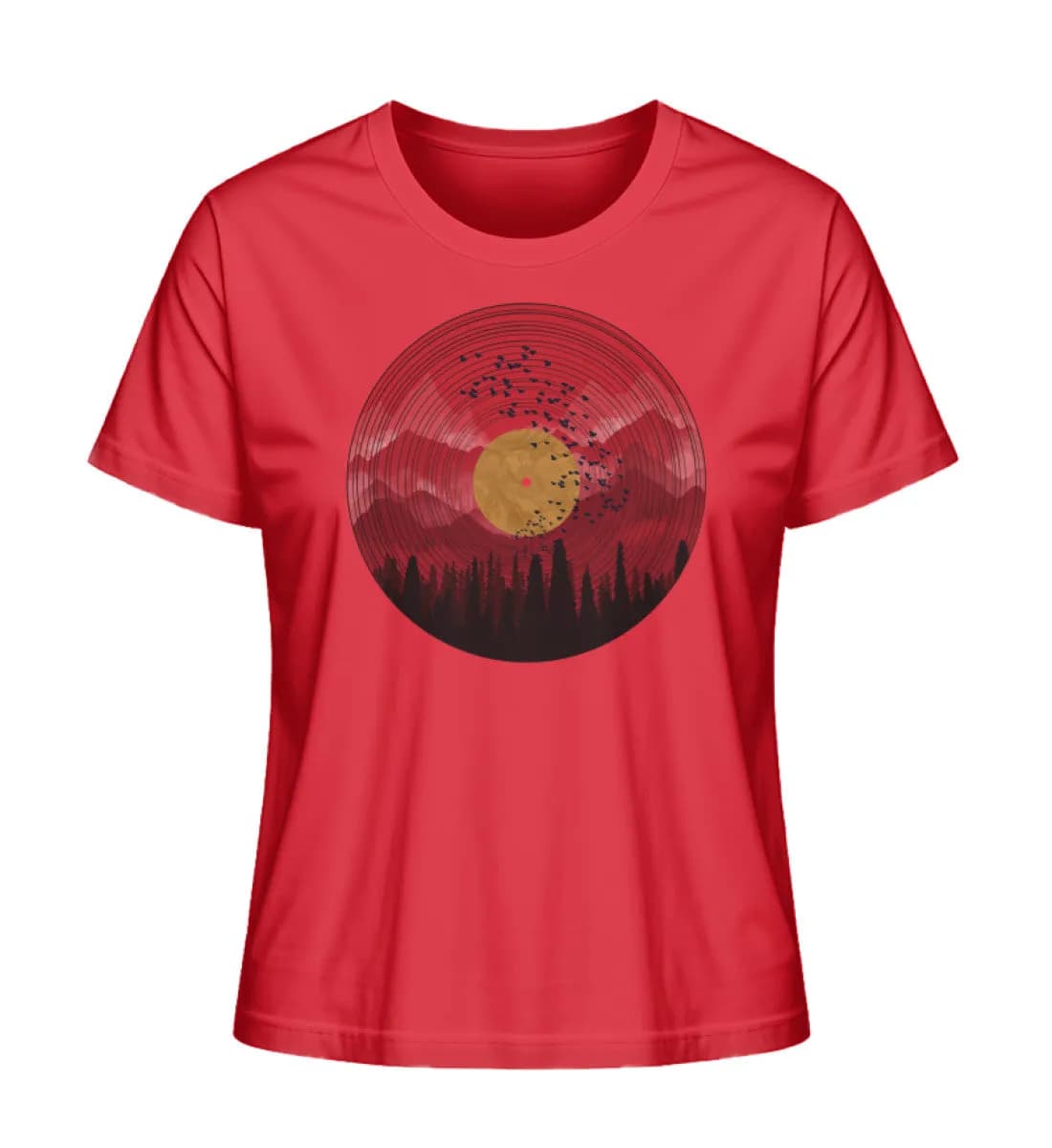 Wald auf Schallplatte rot - Damen Premium Bio Shirt