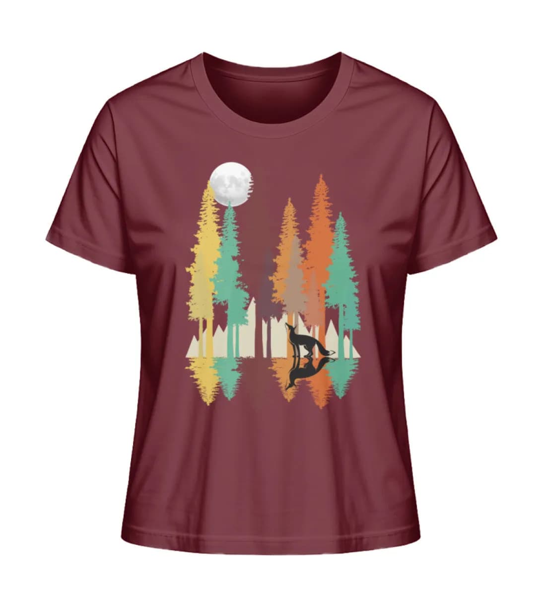 Fuchs im Wald mit Mond - Damen Premium Bio Shirt
