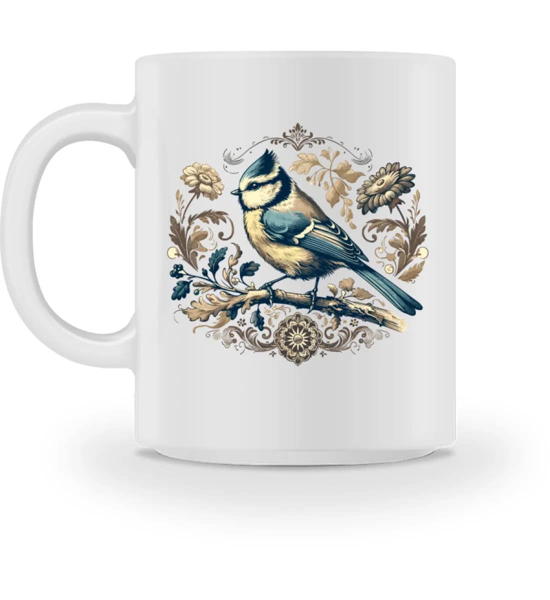 Blaumeise Retroblumen - Tasse