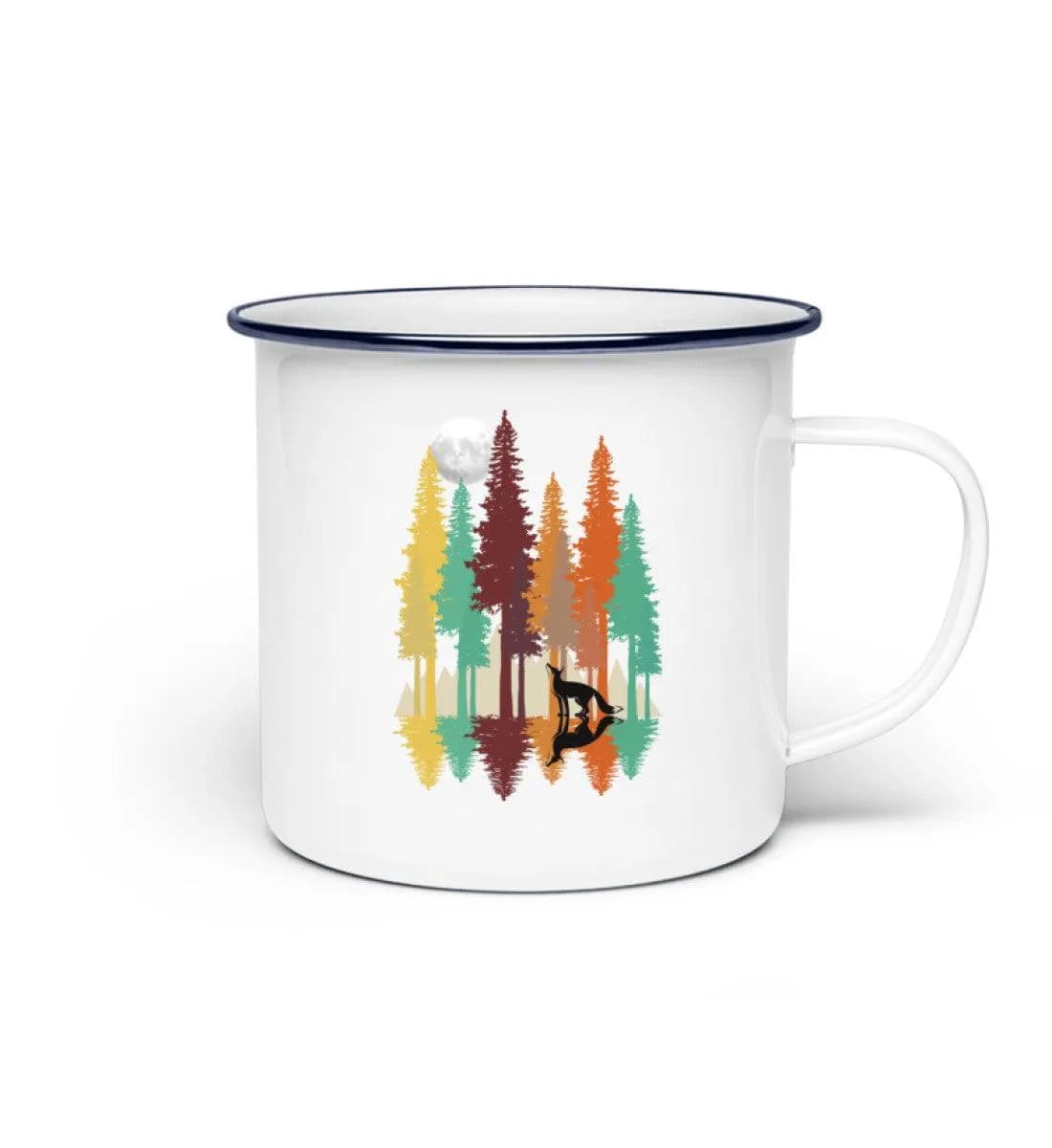 Fuchs im Wald mit Mond - Emaille Tasse