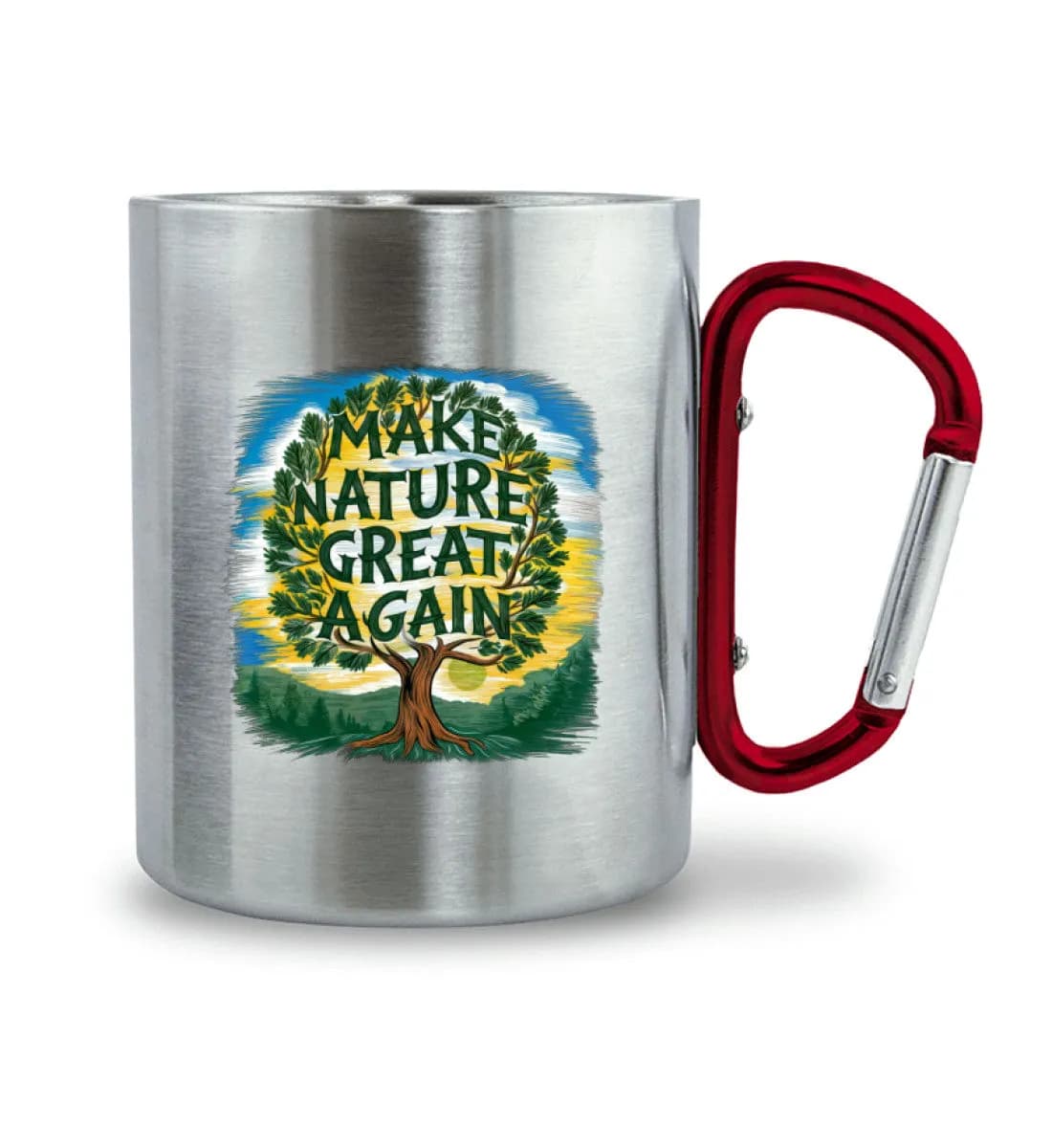 Make Nature great again Tree - Edelstahltasse mit Karabinergriff