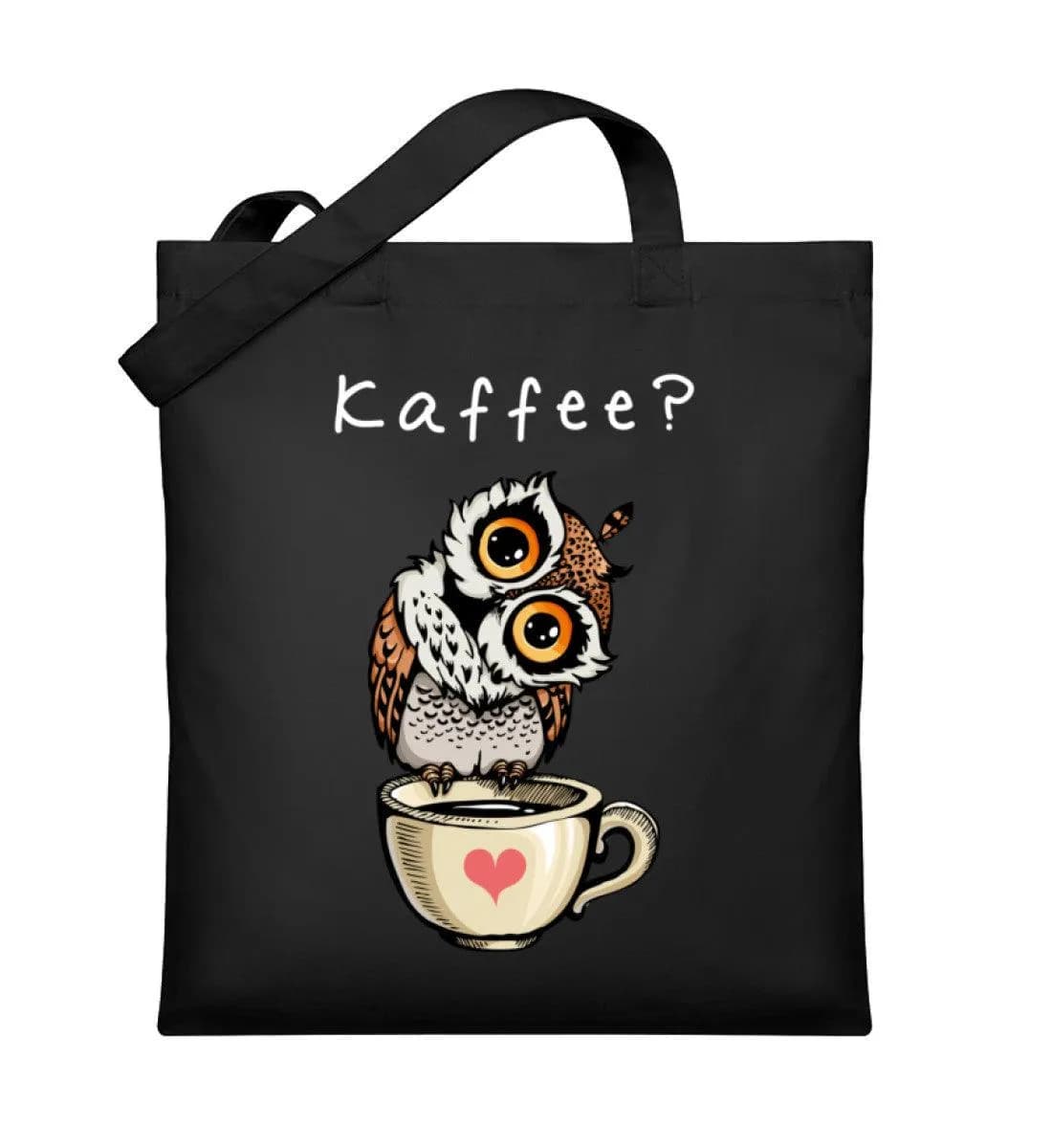 Eule auf Tasse Kaffee? - Organic Jutebeutel