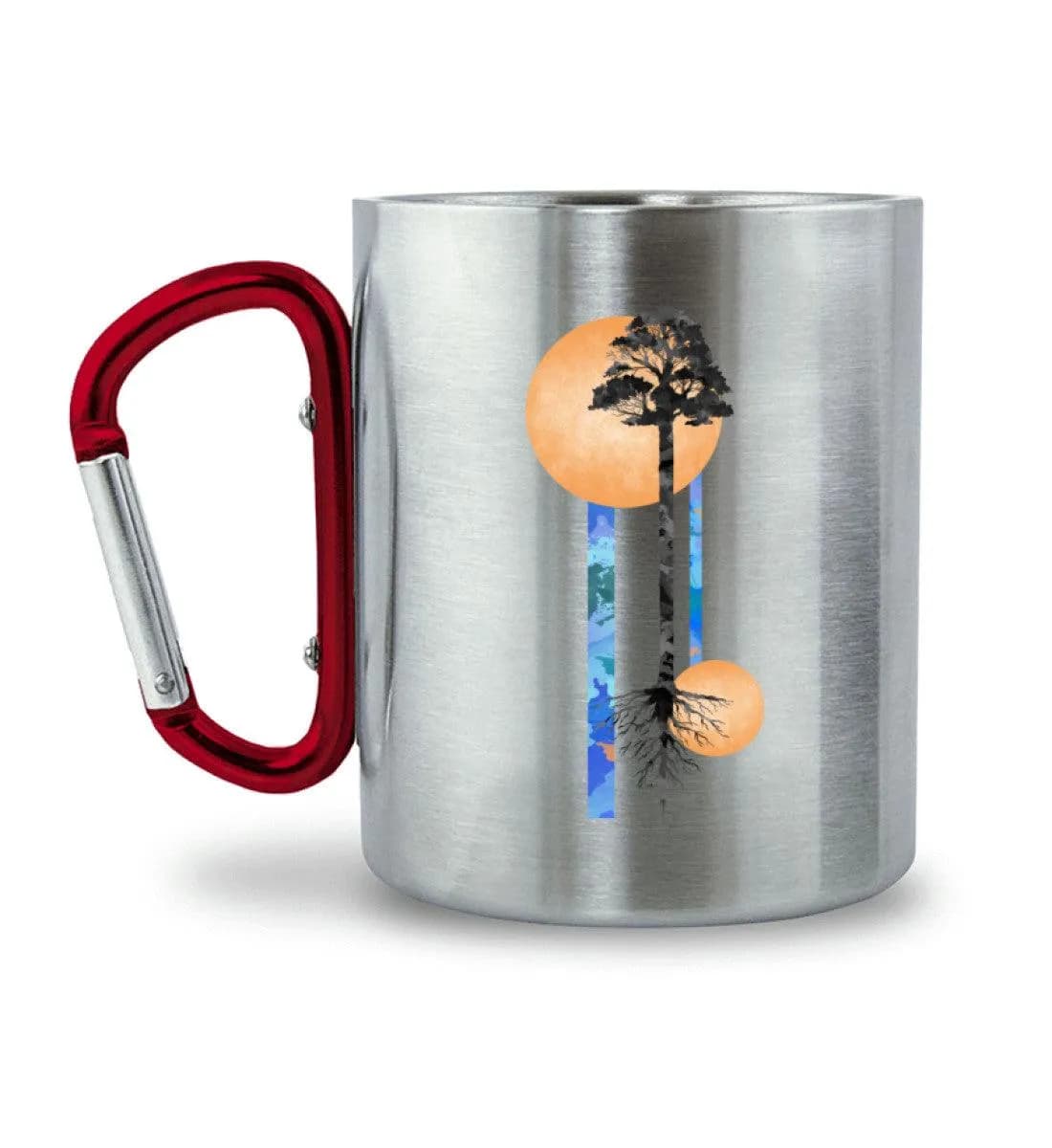 Long Watercolor tree - Edelstahltasse mit Karabinergriff