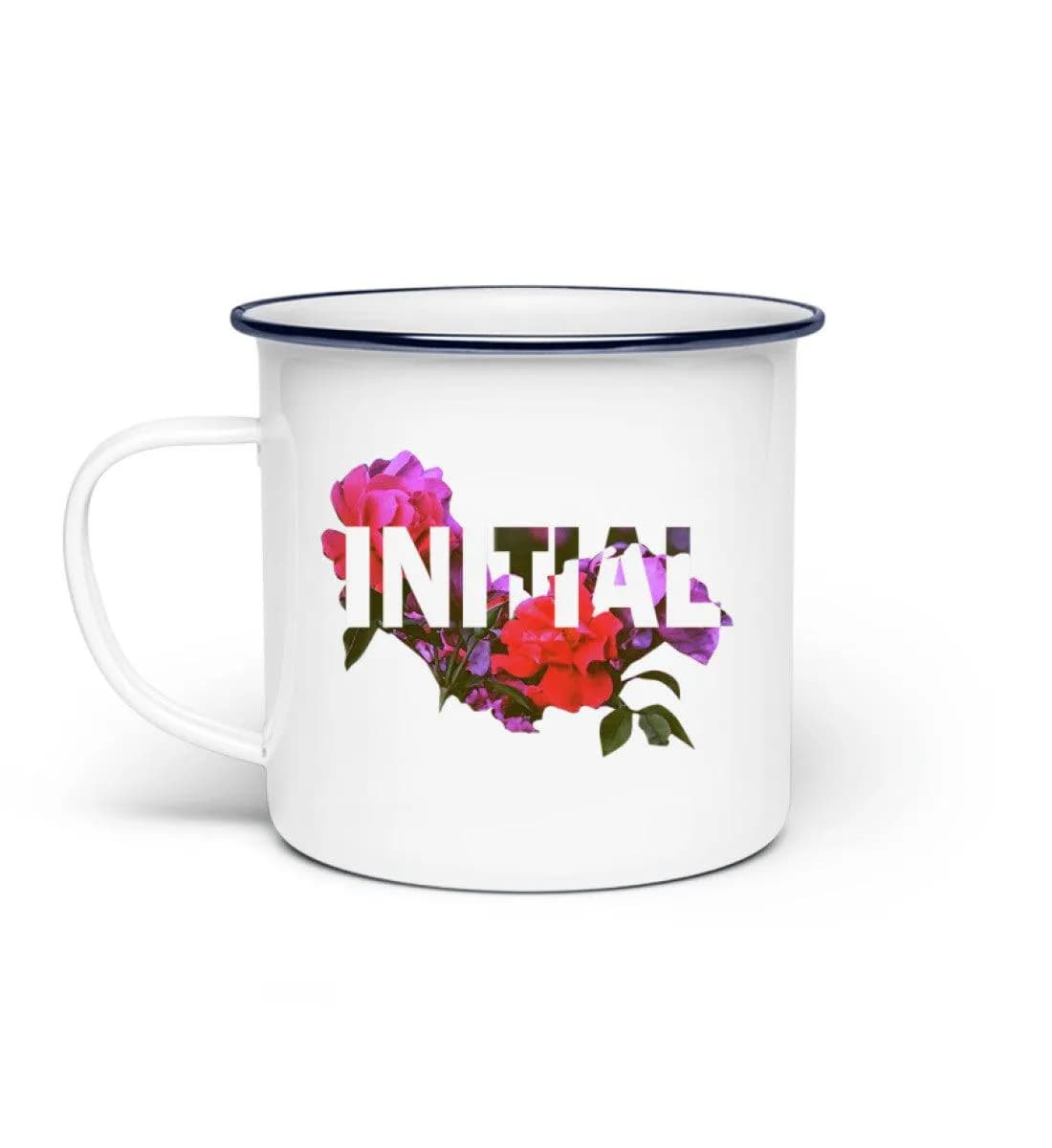 Initial Flowers - Emaille Tasse