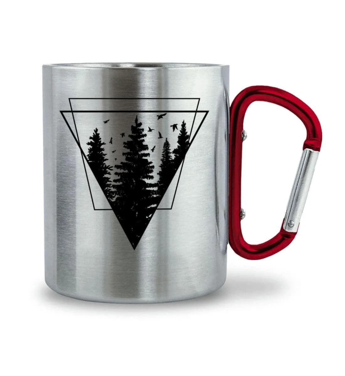 Wald im Dreieck - Edelstahltasse mit Karabinergriff