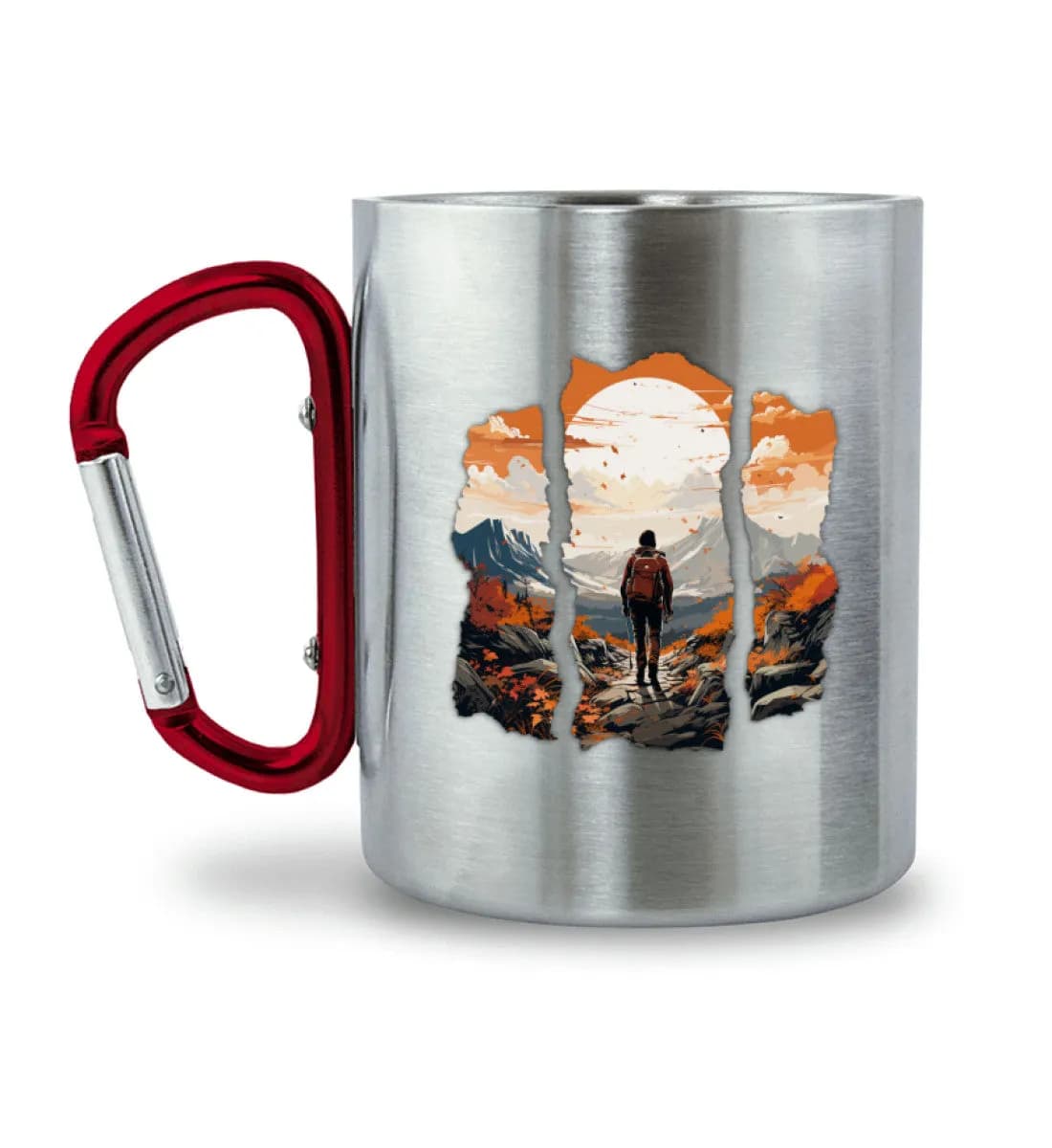 Hiking Autumn - Edelstahltasse mit Karabinergriff