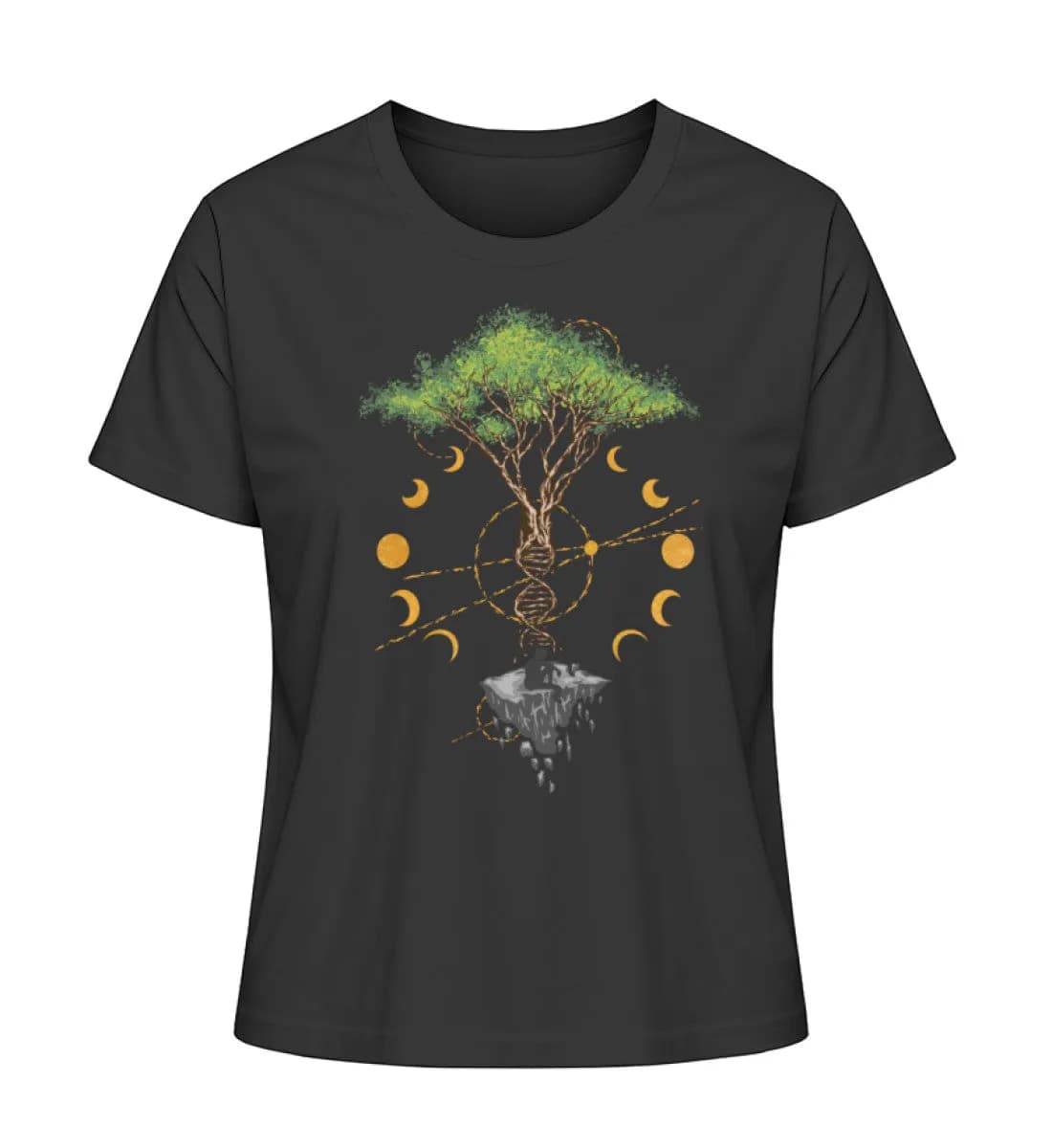 Tree DNA Moon with Man Frontprint - Damen Premium Bio Shirt