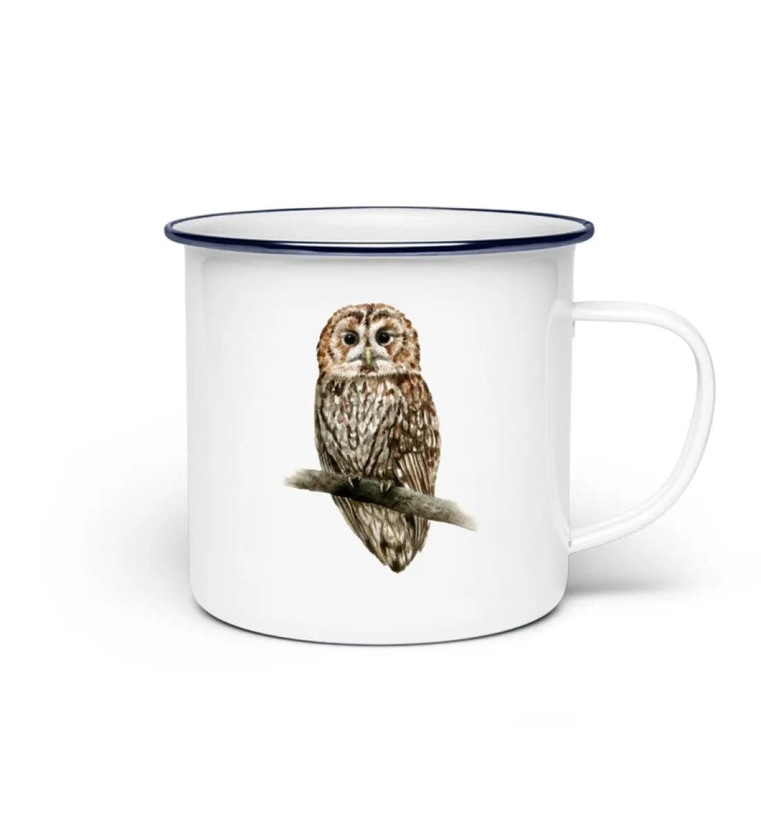 Owl Watercolor - Emaille Tasse