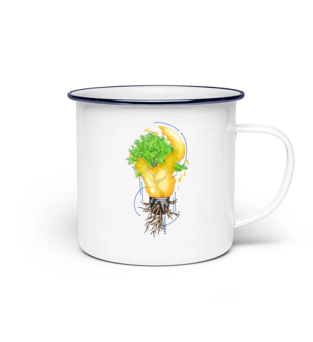 Tree in broken lightbulb - Emaille Tasse