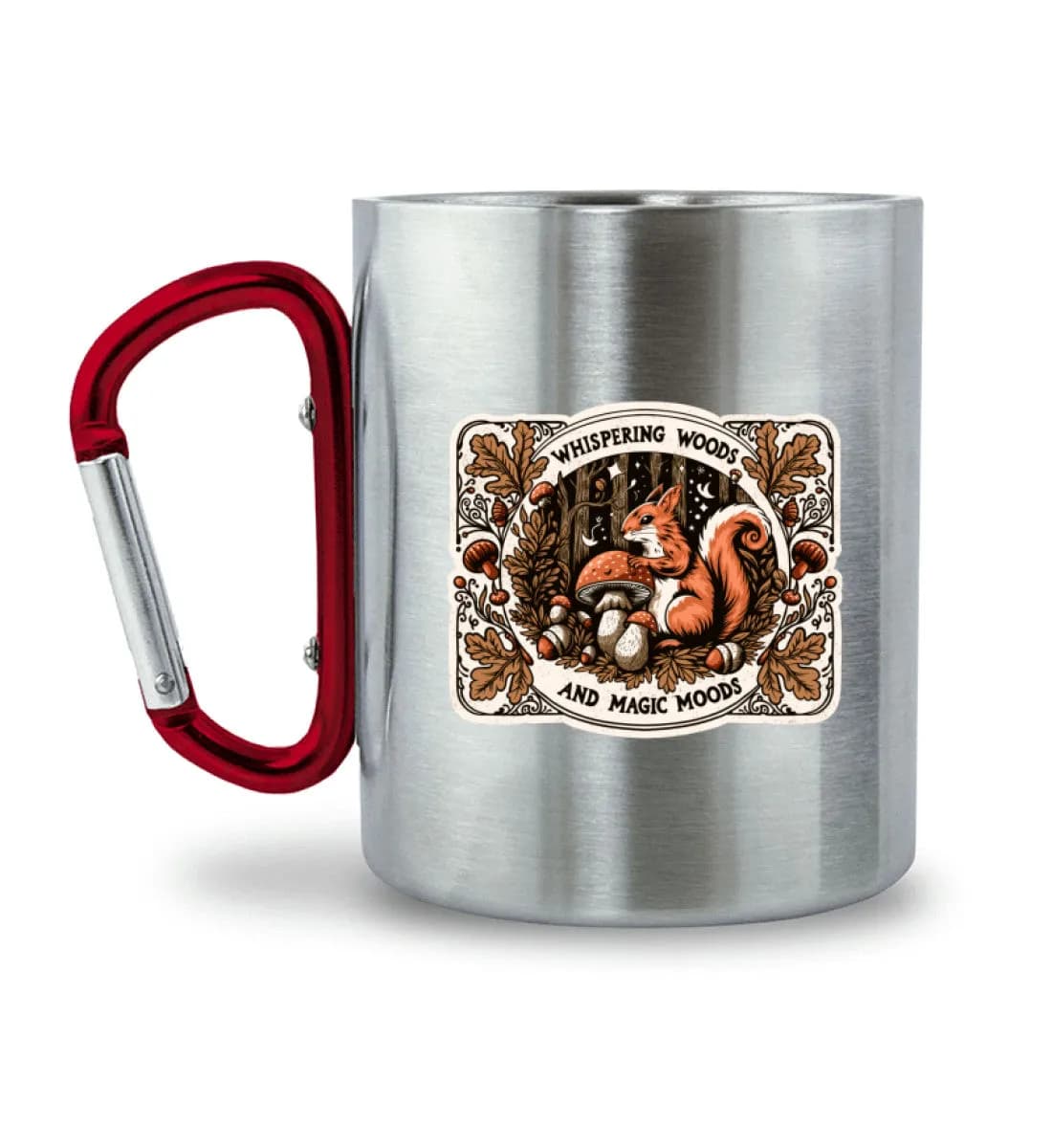 Whispering Woods Squirrel - Edelstahltasse mit Karabinergriff