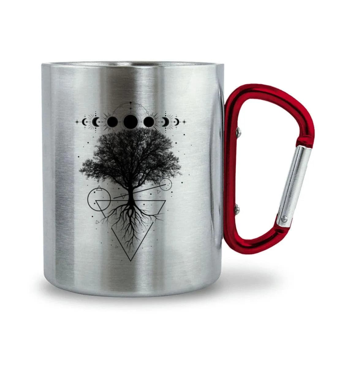 Baum Mondphasen - Edelstahltasse mit Karabinergriff
