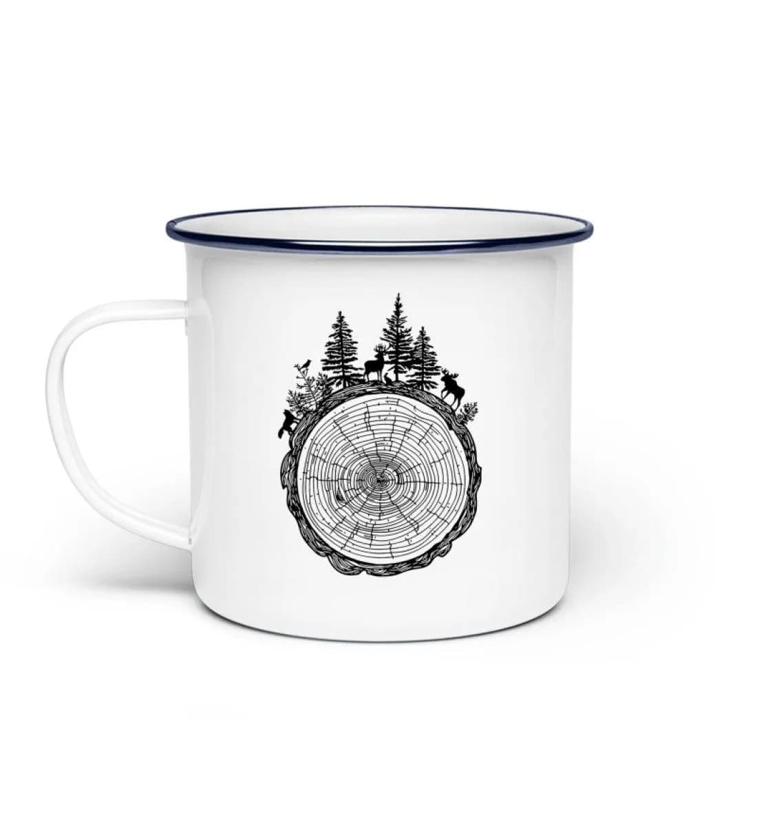 Wald auf Baumquerschnitt - Emaille Tasse
