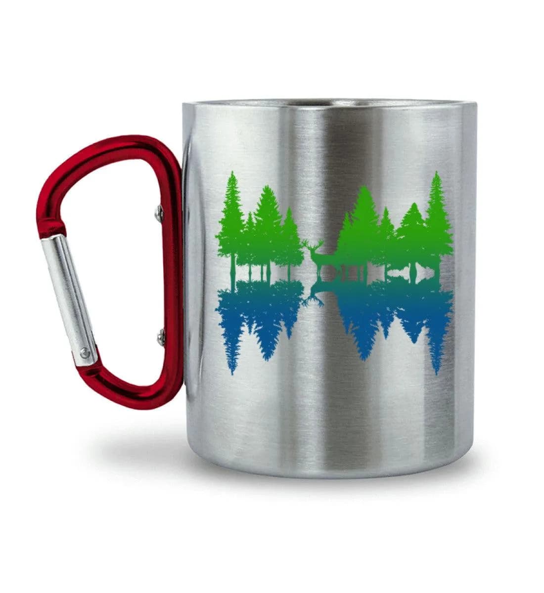 Wald Spiegelung - Edelstahltasse mit Karabinergriff