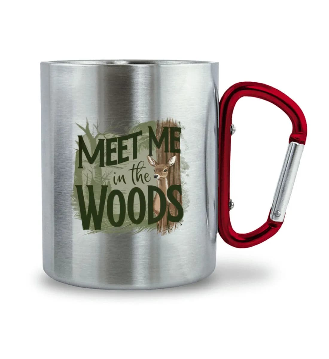 Meet me in the woods deer - Edelstahltasse mit Karabinergriff
