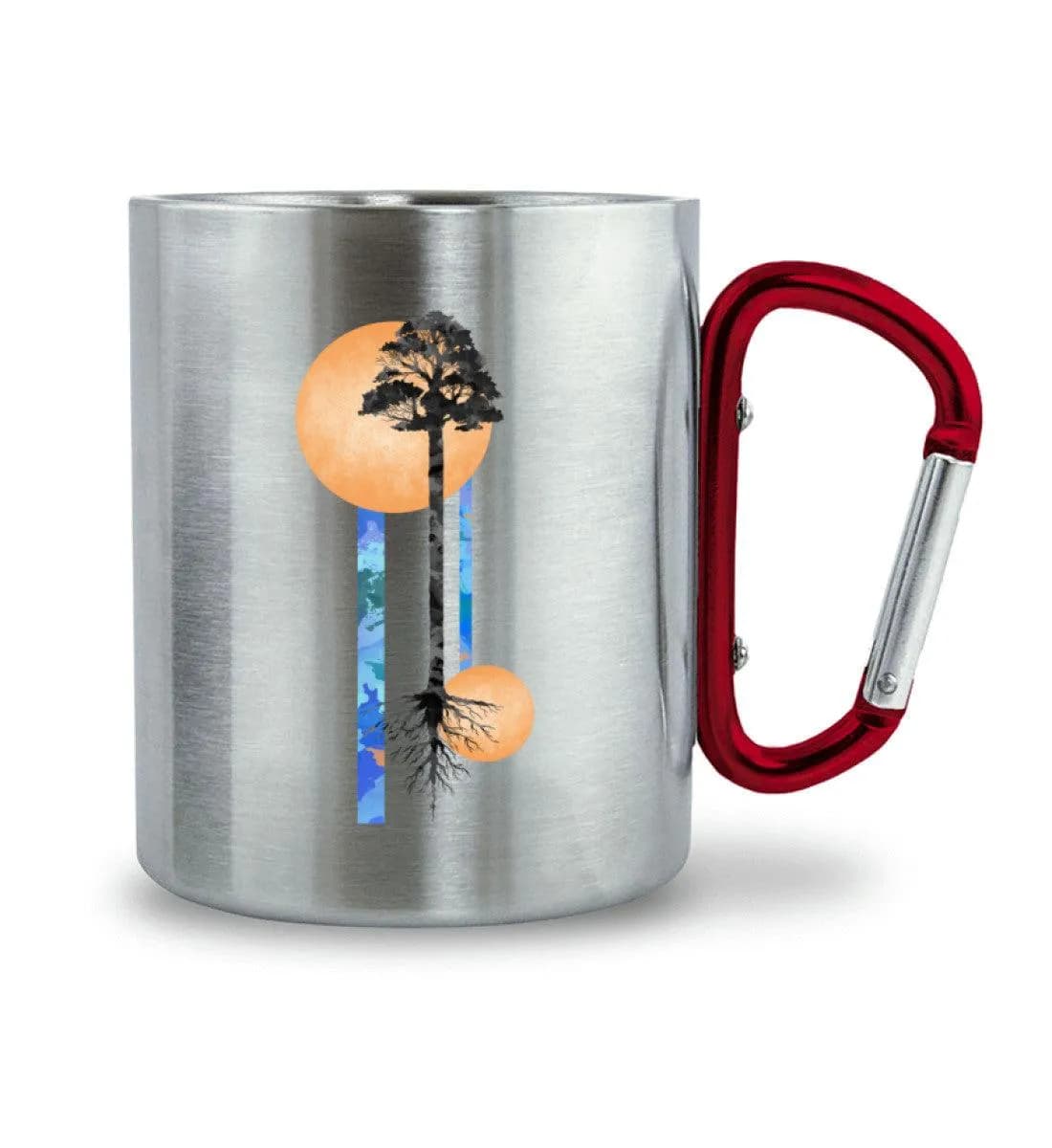 Long Watercolor tree - Edelstahltasse mit Karabinergriff