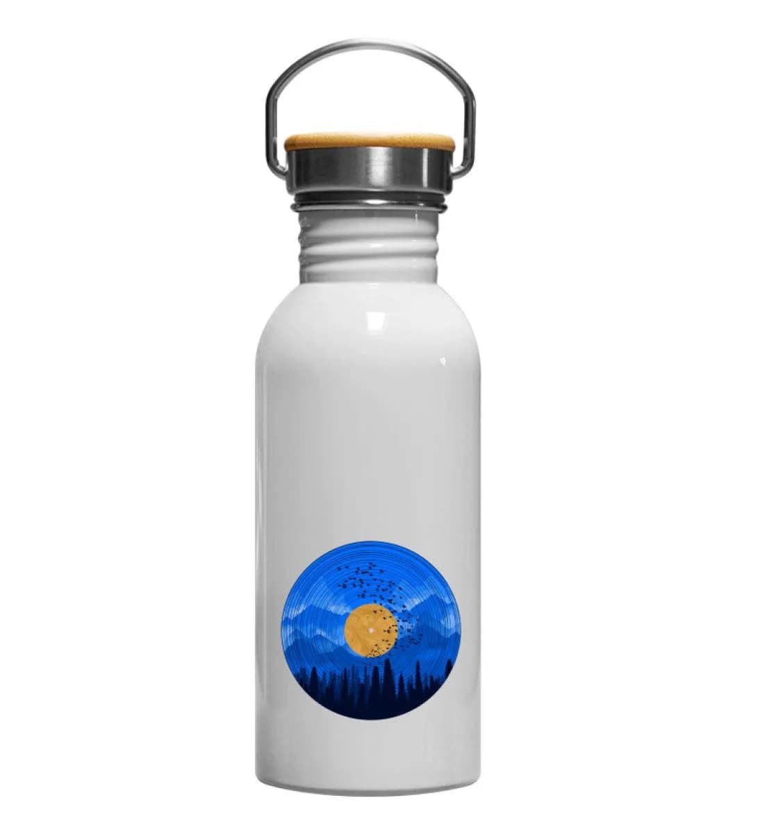 Wald auf Schallplatte - Edelstahl Trinkflasche