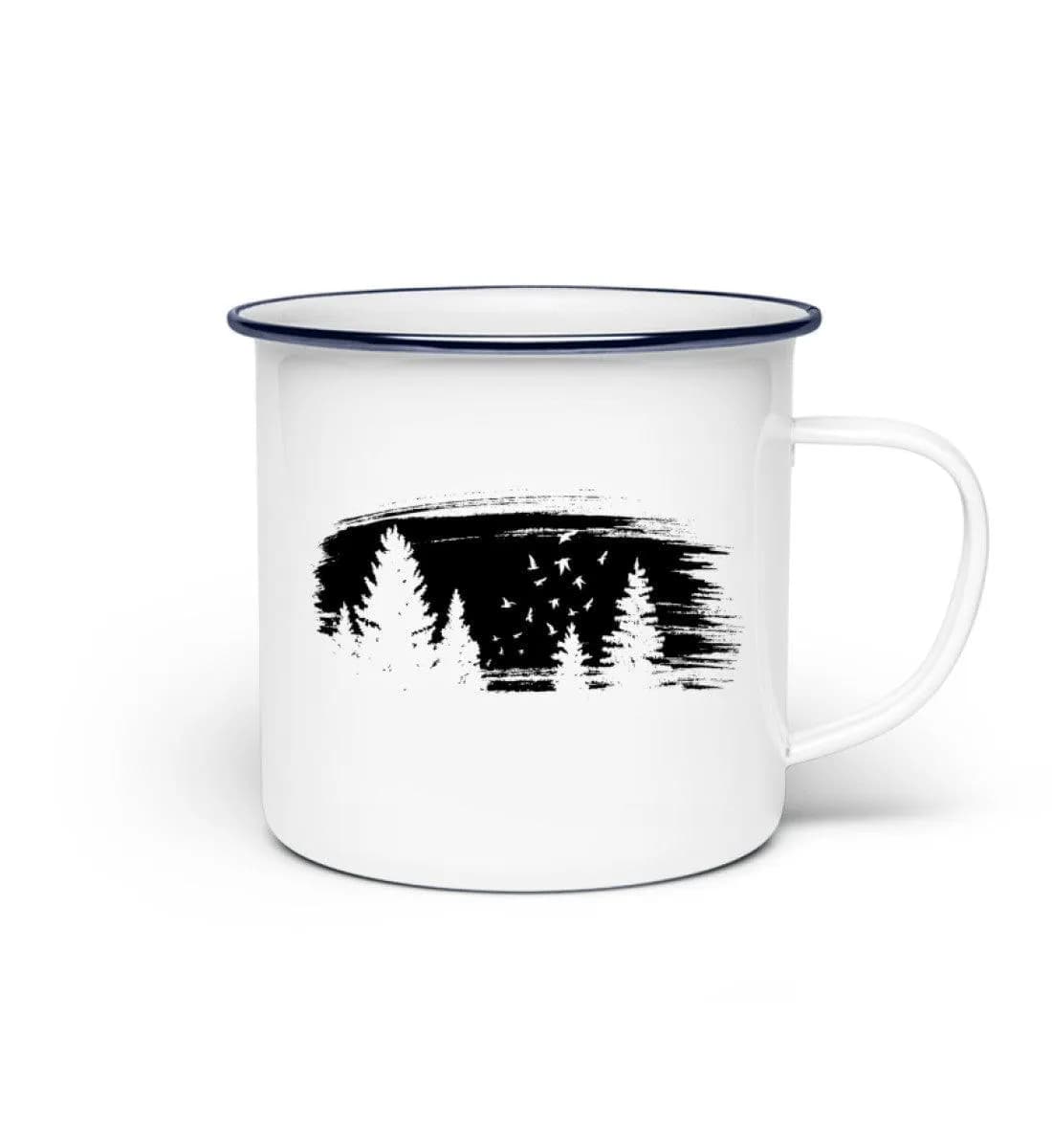 Wald mit Vögeln - Emaille Tasse
