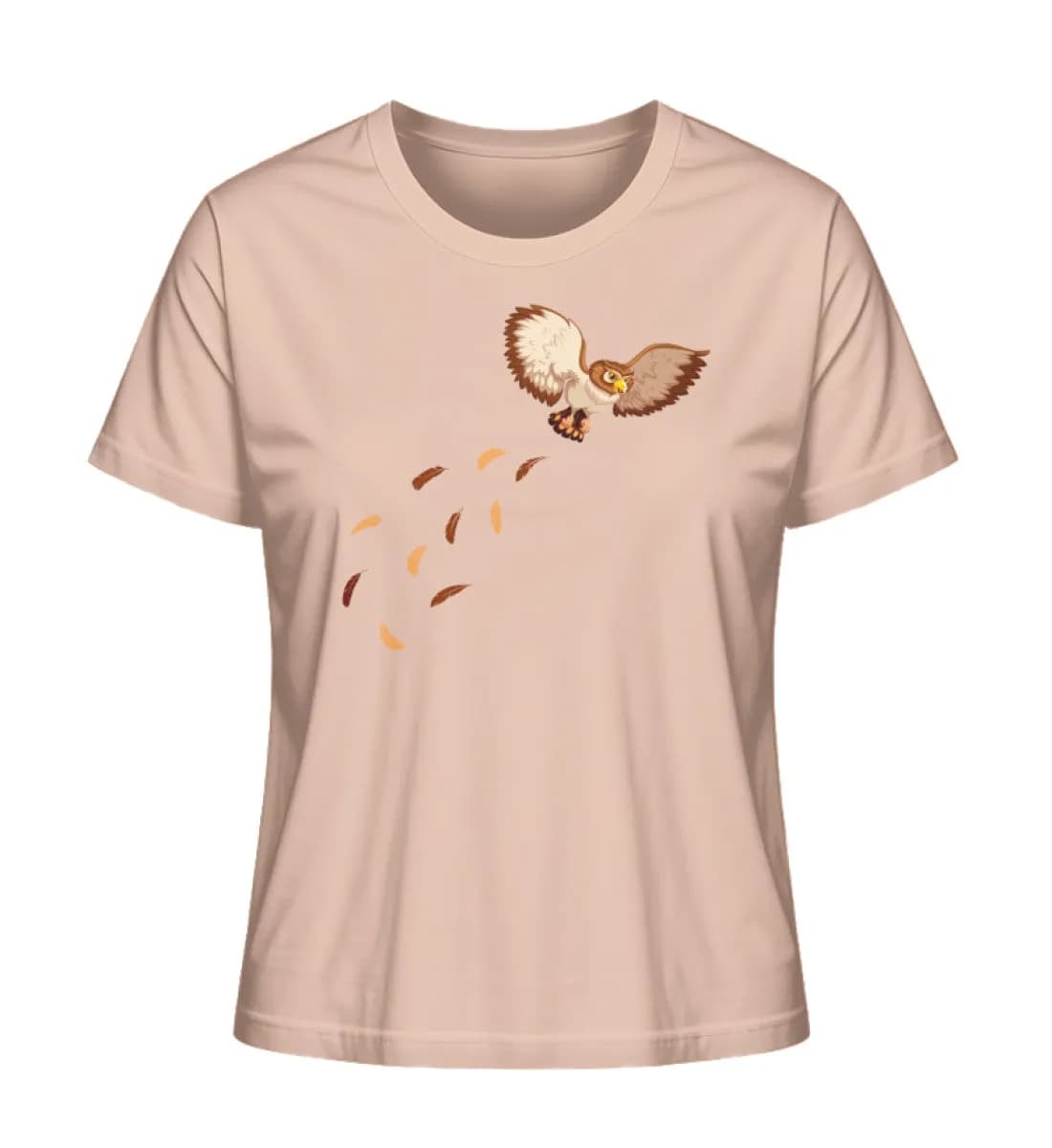 Eule Brust mit Federn - Damen Premium Bio Shirt