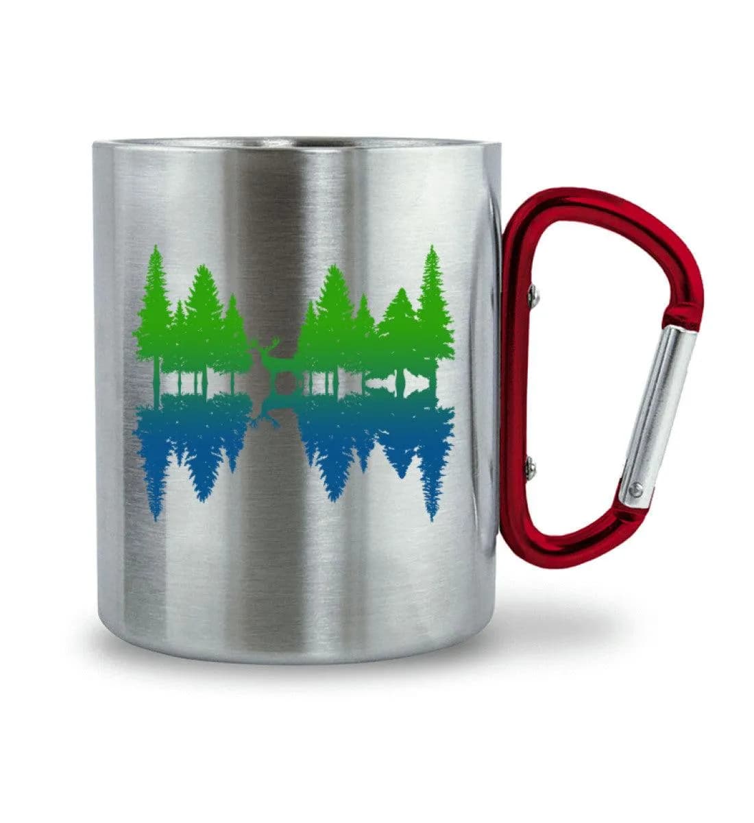 Wald Spiegelung - Edelstahltasse mit Karabinergriff