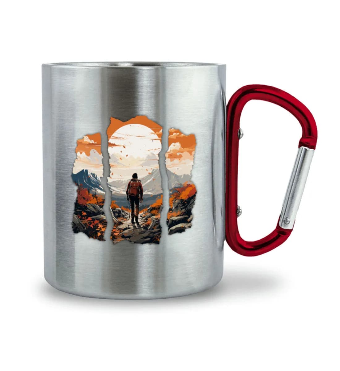Hiking Autumn - Edelstahltasse mit Karabinergriff