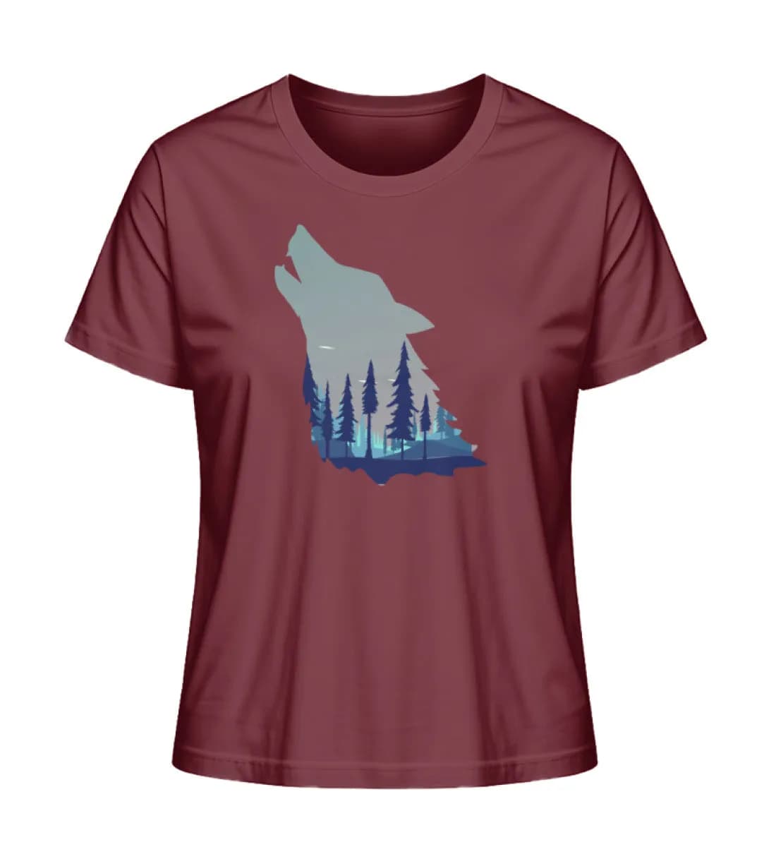 Heulender Wolf mit Wald - Damen Premium Bio Shirt