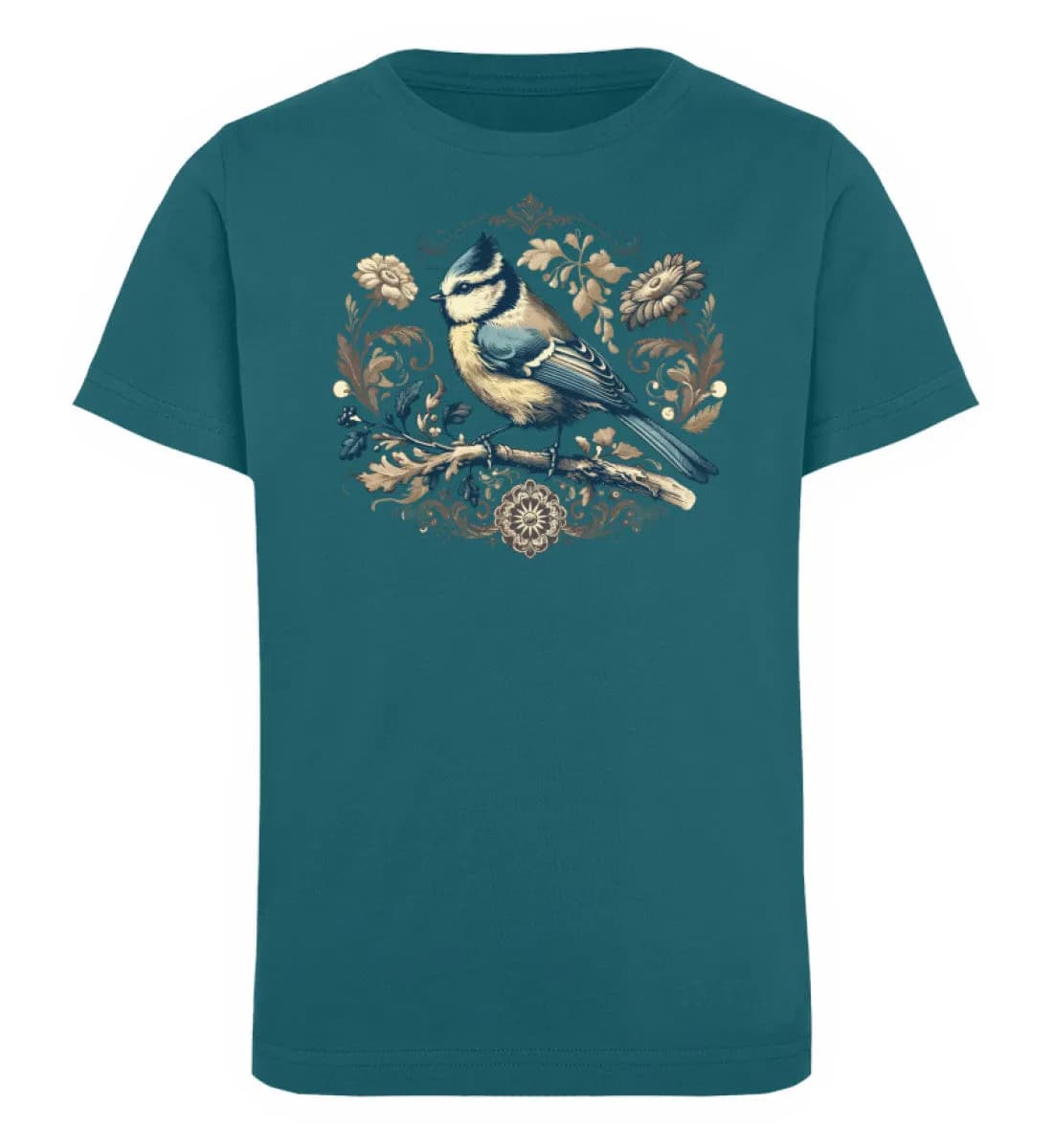 Blaumeise Retroblumen - Kinder Bio T-Shirt