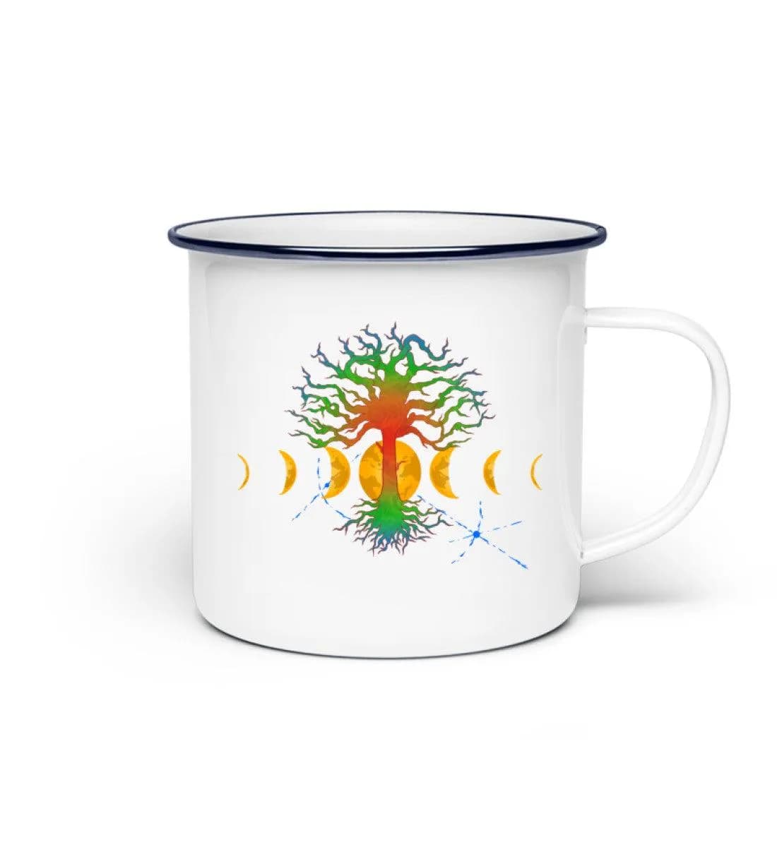 Hot Tree with moonphases - Emaille Tasse