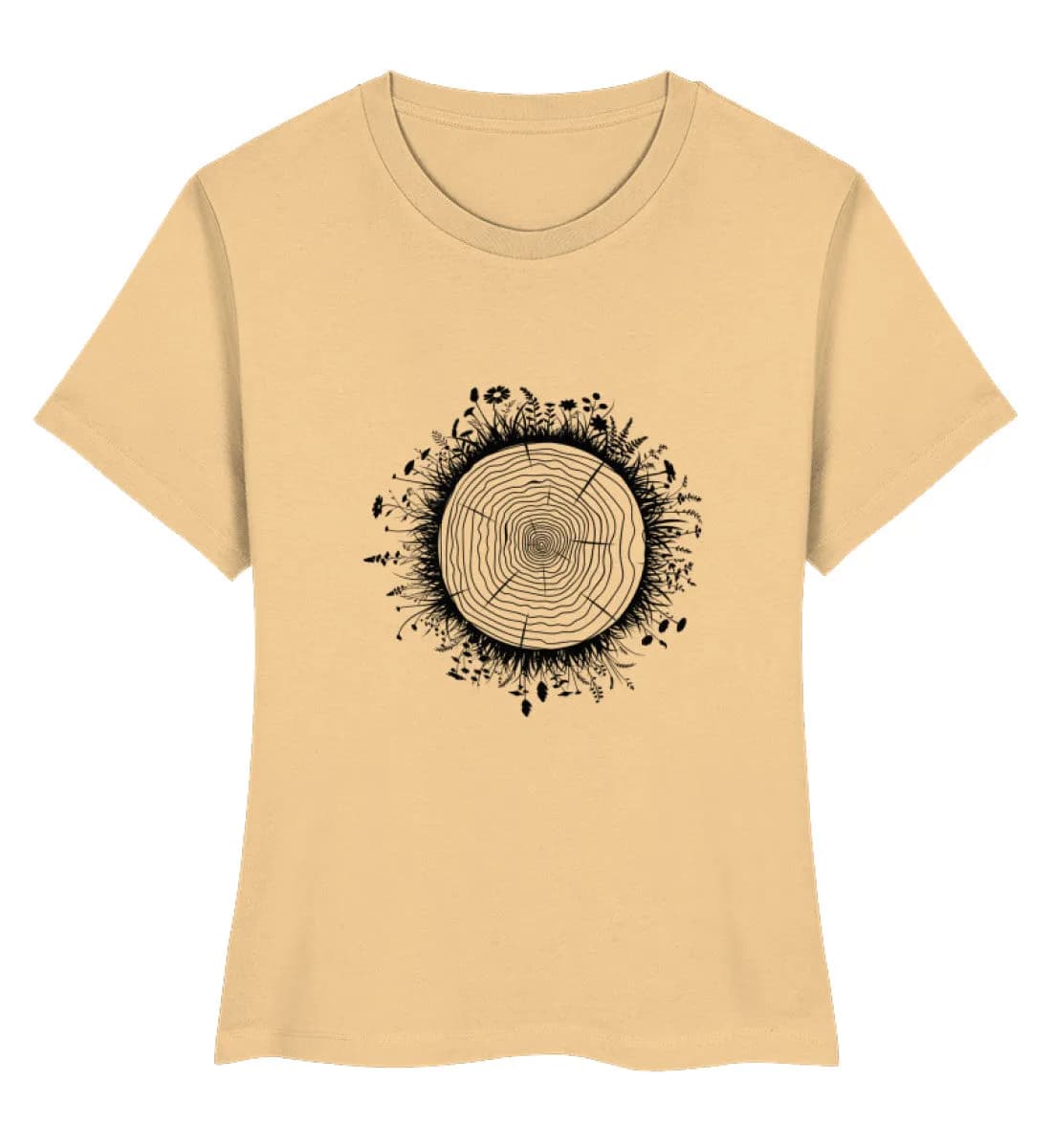 Blumenwiese auf Baumquerschnitt  - Damen Premium Bio Shirt