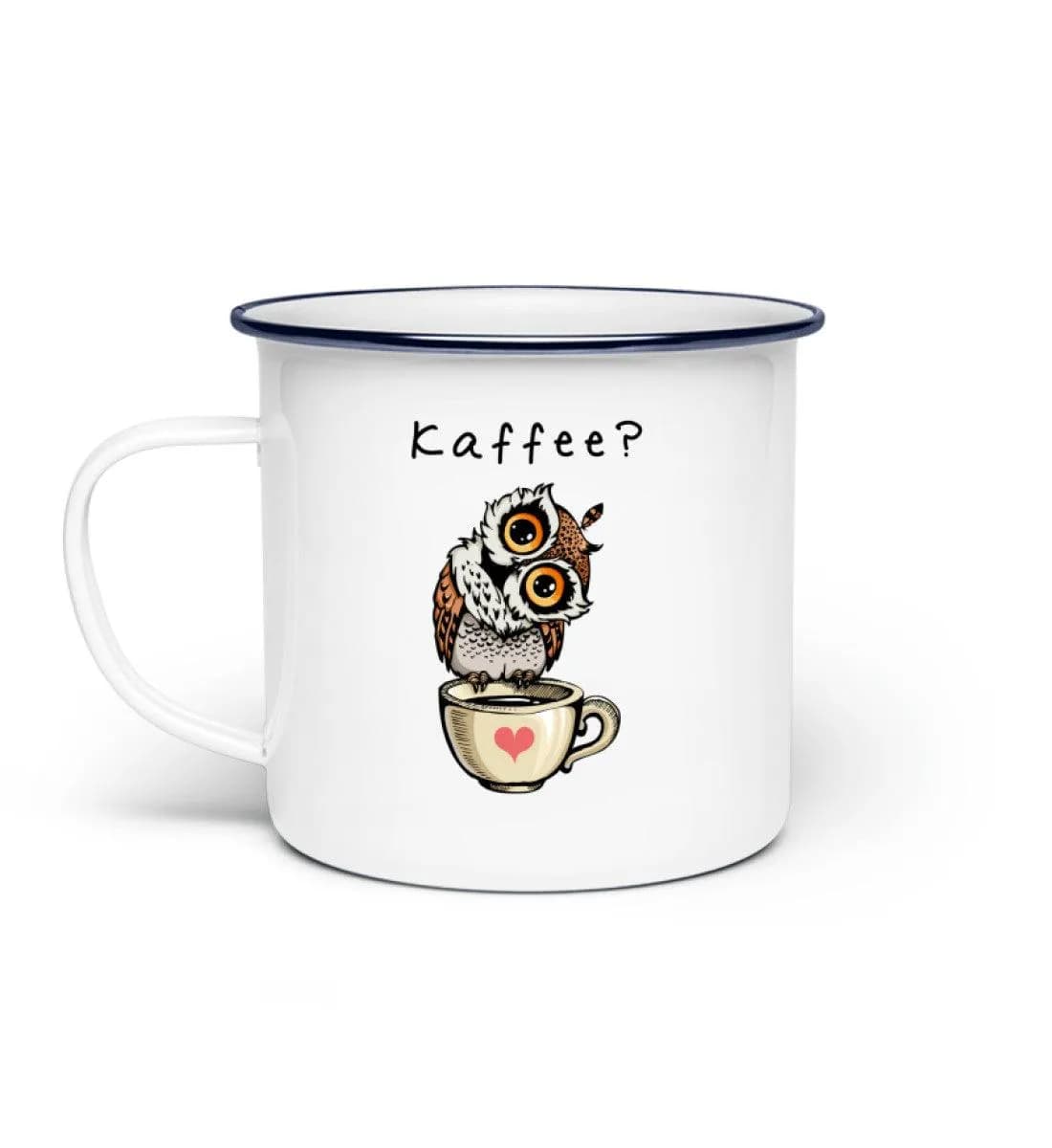 Eule auf Tasse Kaffee? - Emaille Tasse