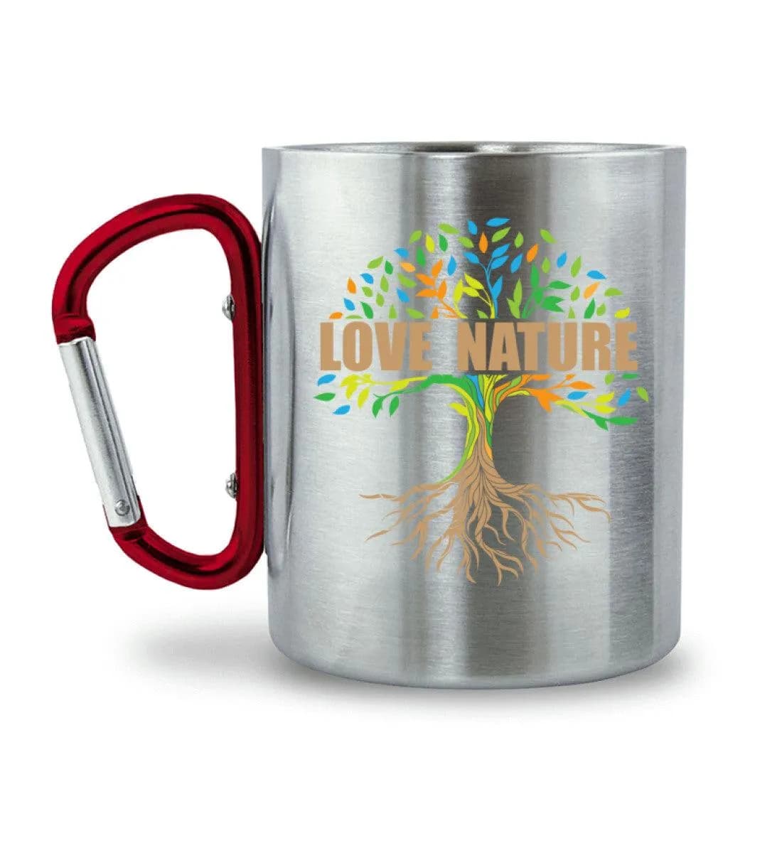 Love Nature Tree - Edelstahltasse mit Karabinergriff