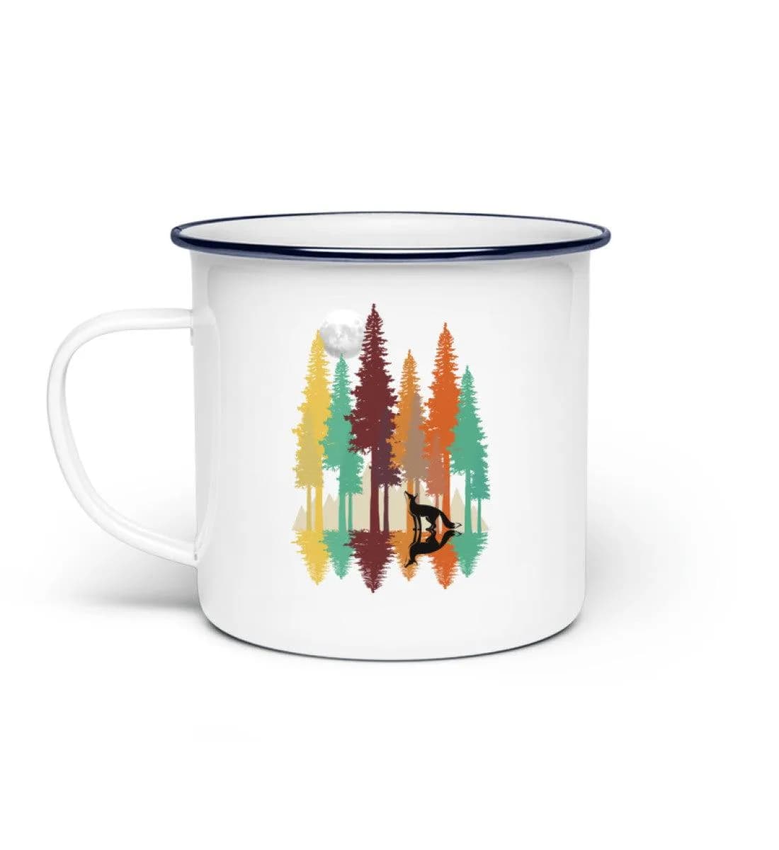 Fuchs im Wald mit Mond - Emaille Tasse
